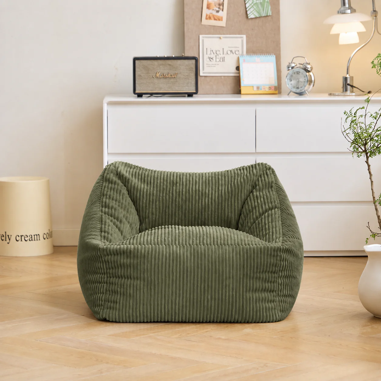 JON - Pouf en velours côtelé vert - Image 3