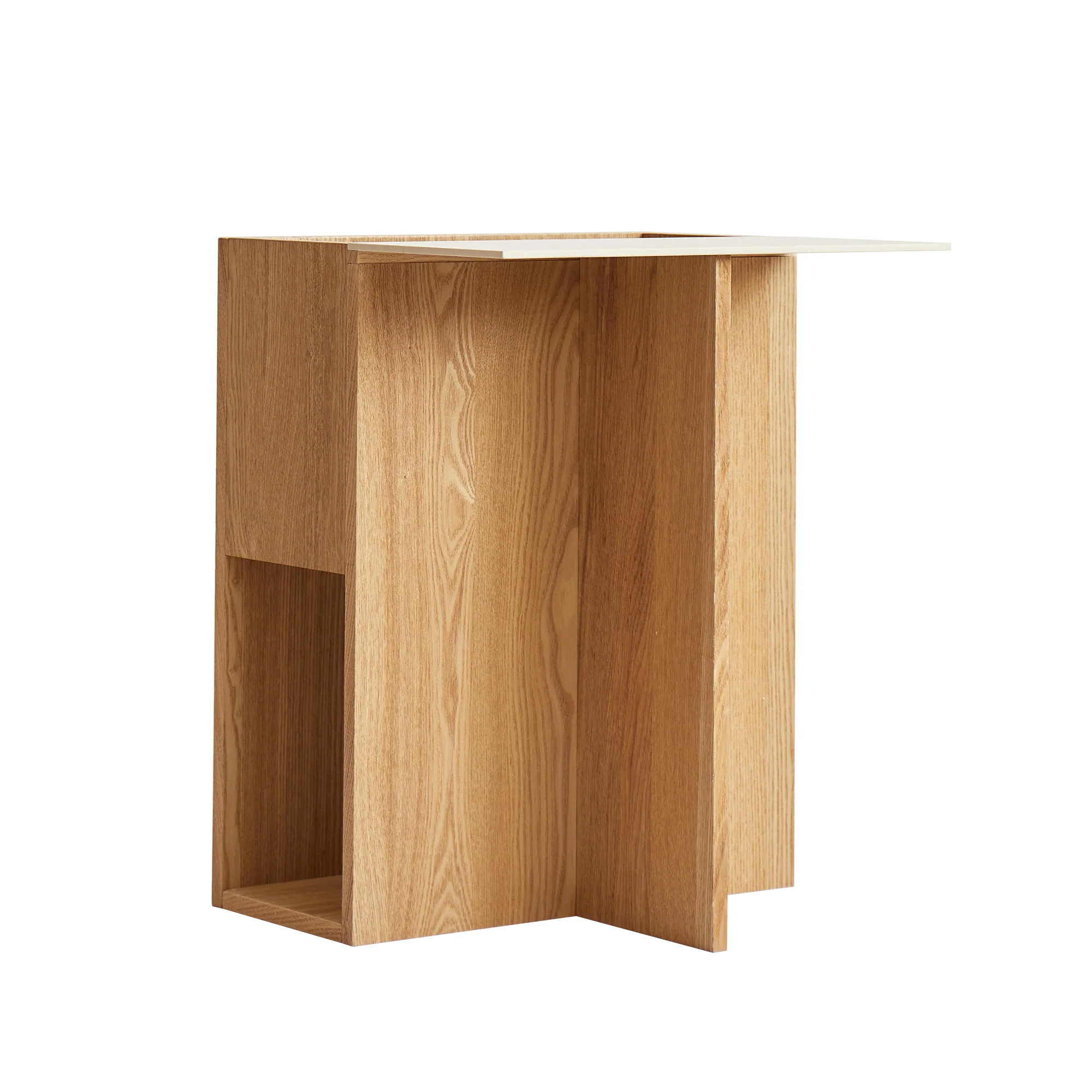 KARLSTAD - Table d'appoint bout de canapé avec rangement en bois finition marbre - Image 7