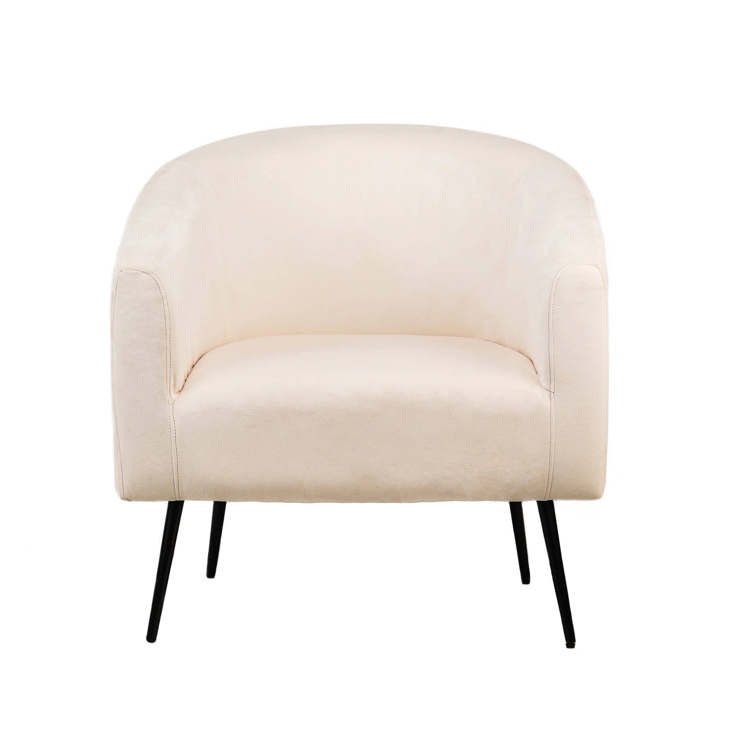 KIRUNA - Fauteuil de salon en métal et velours beige - Image 3
