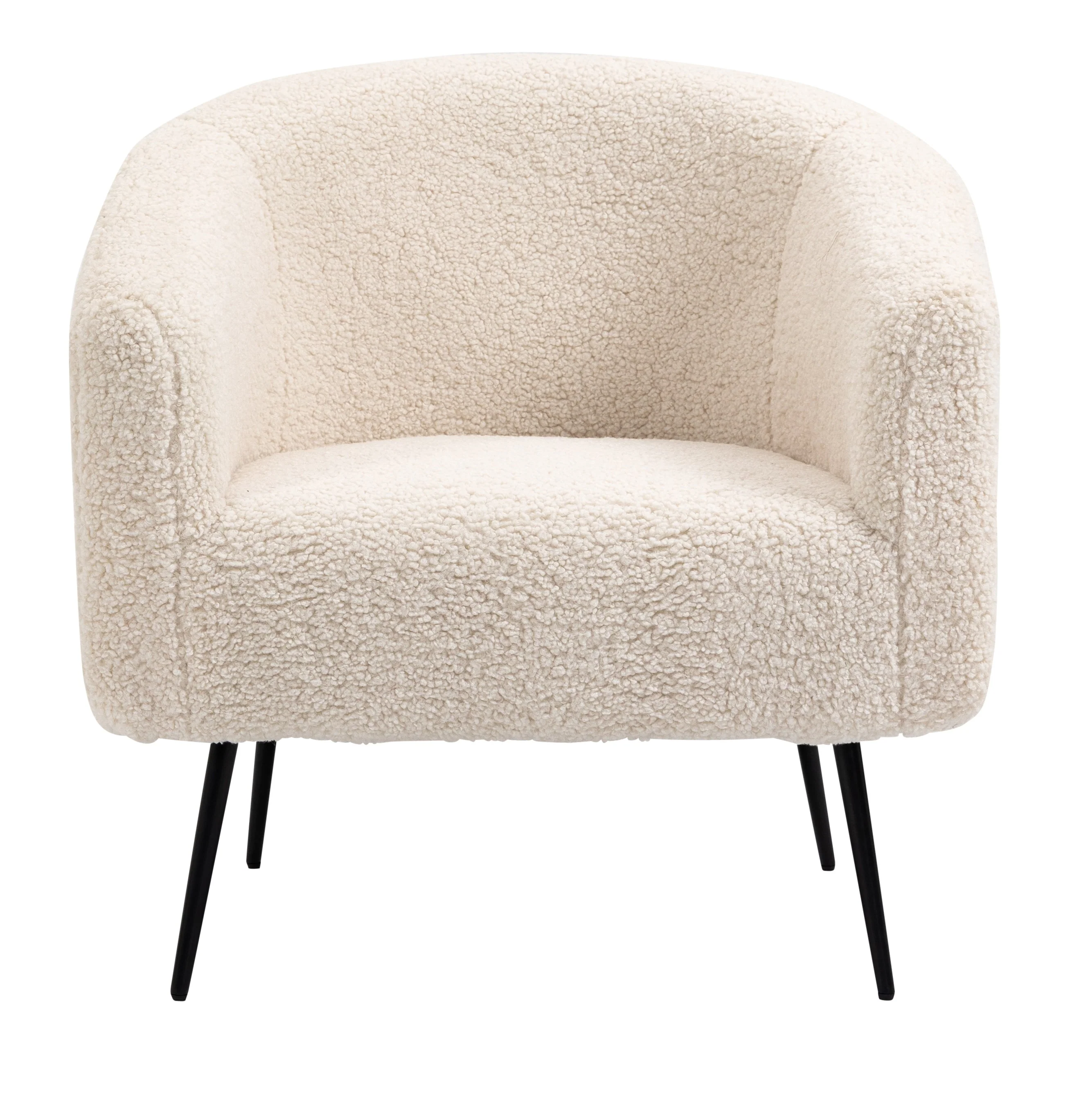 KIRUNA - Fauteuil de salon en métal et bouclettes blanches - Image 4
