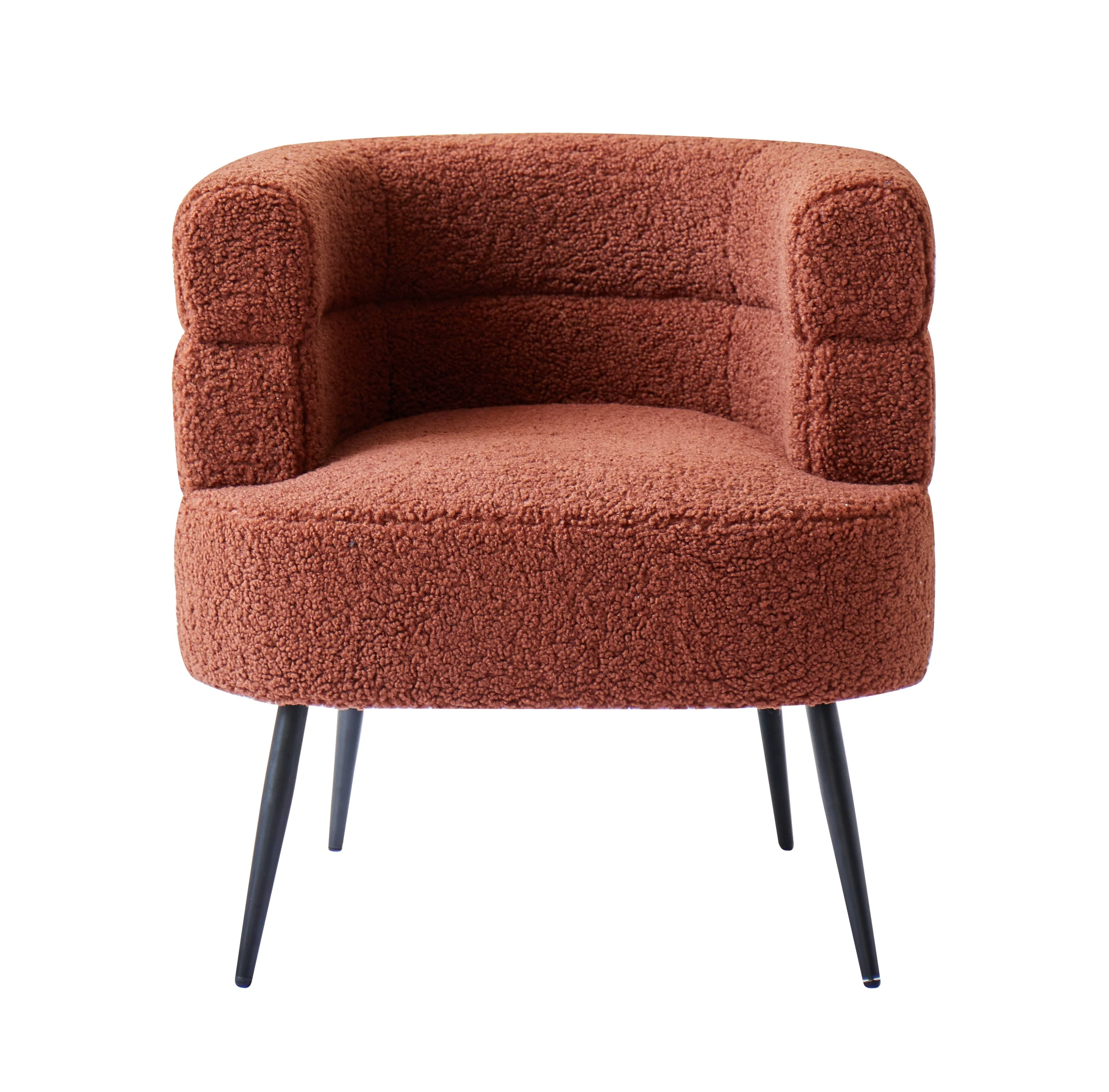 KORGEN - Fauteuil de salon en métal et bouclettes terracotta - Image 6