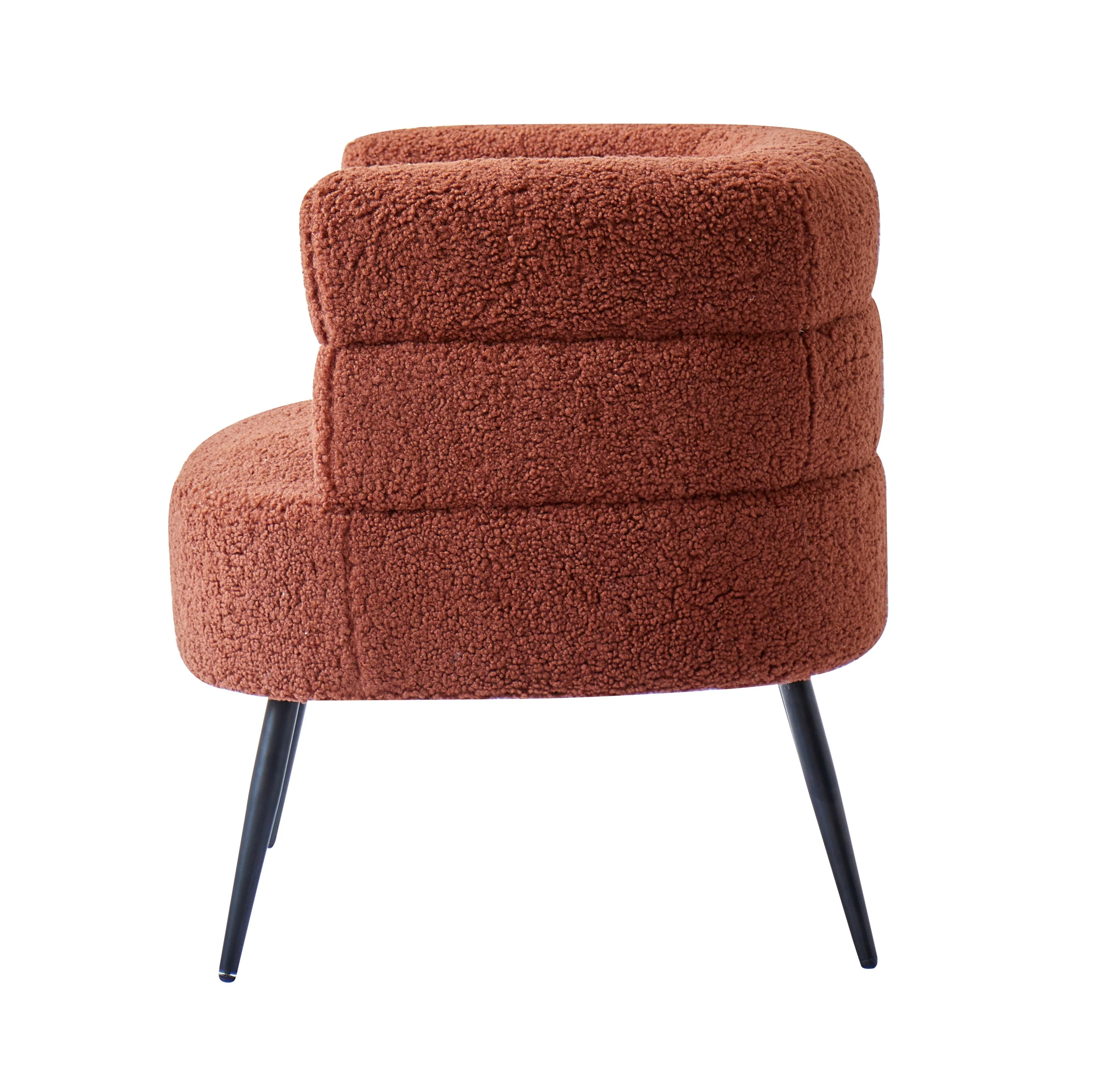 KORGEN - Fauteuil de salon en métal et bouclettes terracotta - Image 7