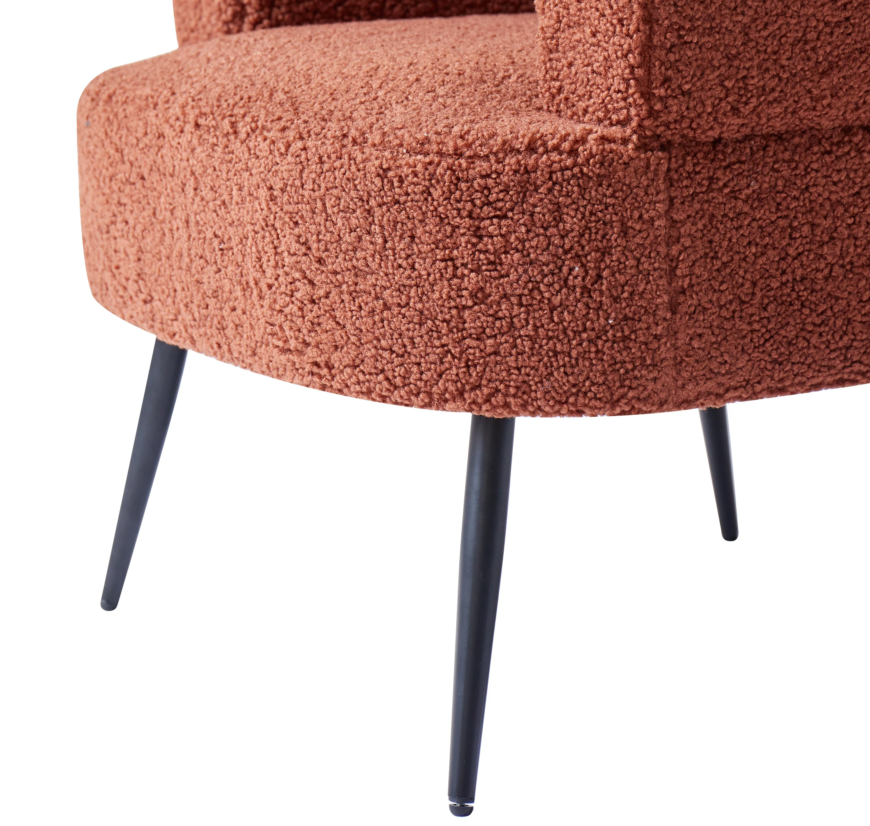 KORGEN - Fauteuil de salon en métal et bouclettes terracotta - Image 9