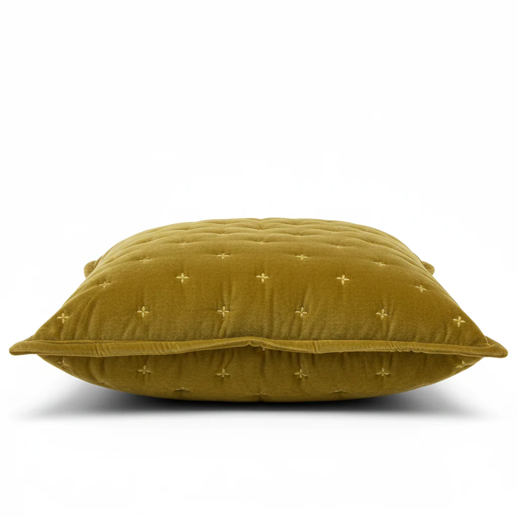 LANGOYA - Coussin en coton velours jaune moutarde OEKO-TEX® 45 x 45 - Image 3