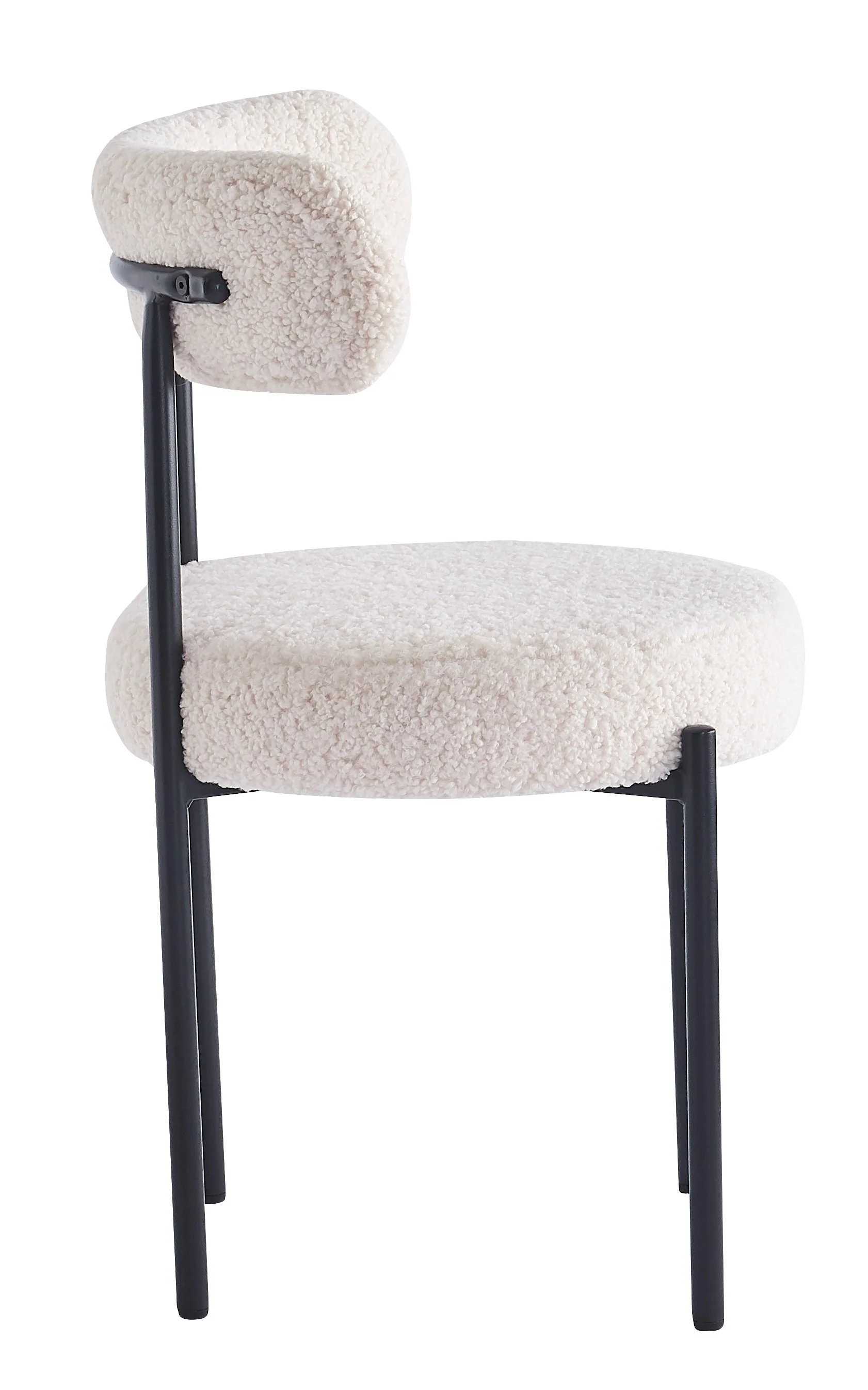LARS - Lot de 2 chaises scandinaves en métal et bouclettes blanches - Image 6