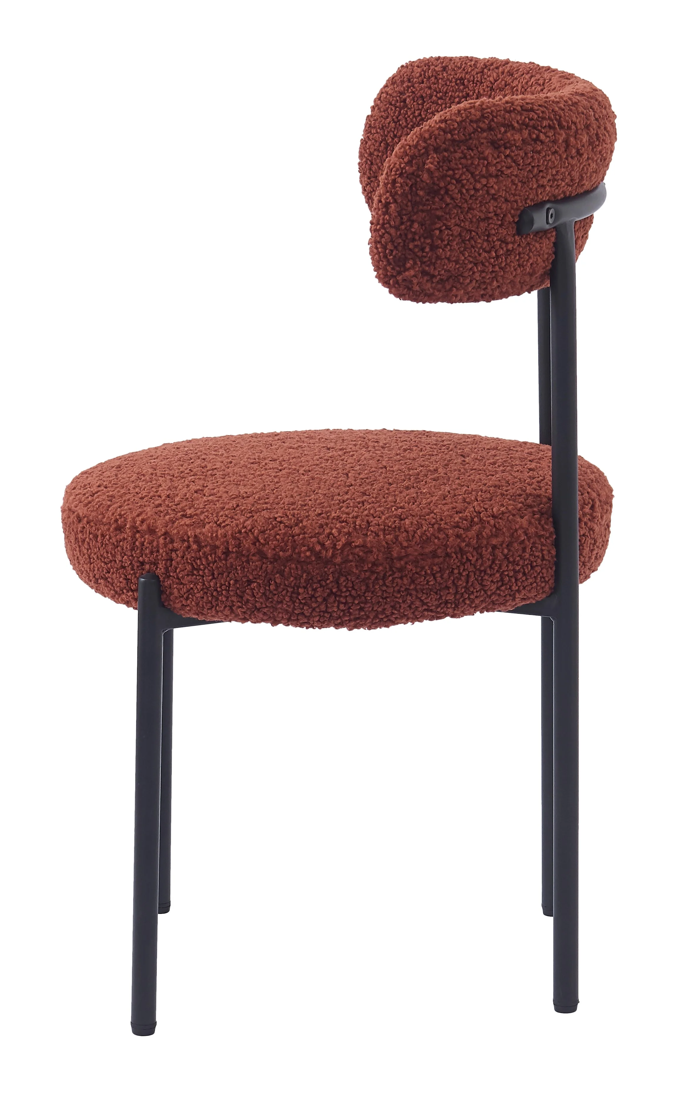 LARS - Lot de 2 chaises scandinaves en métal et bouclettes terracotta - Image 3