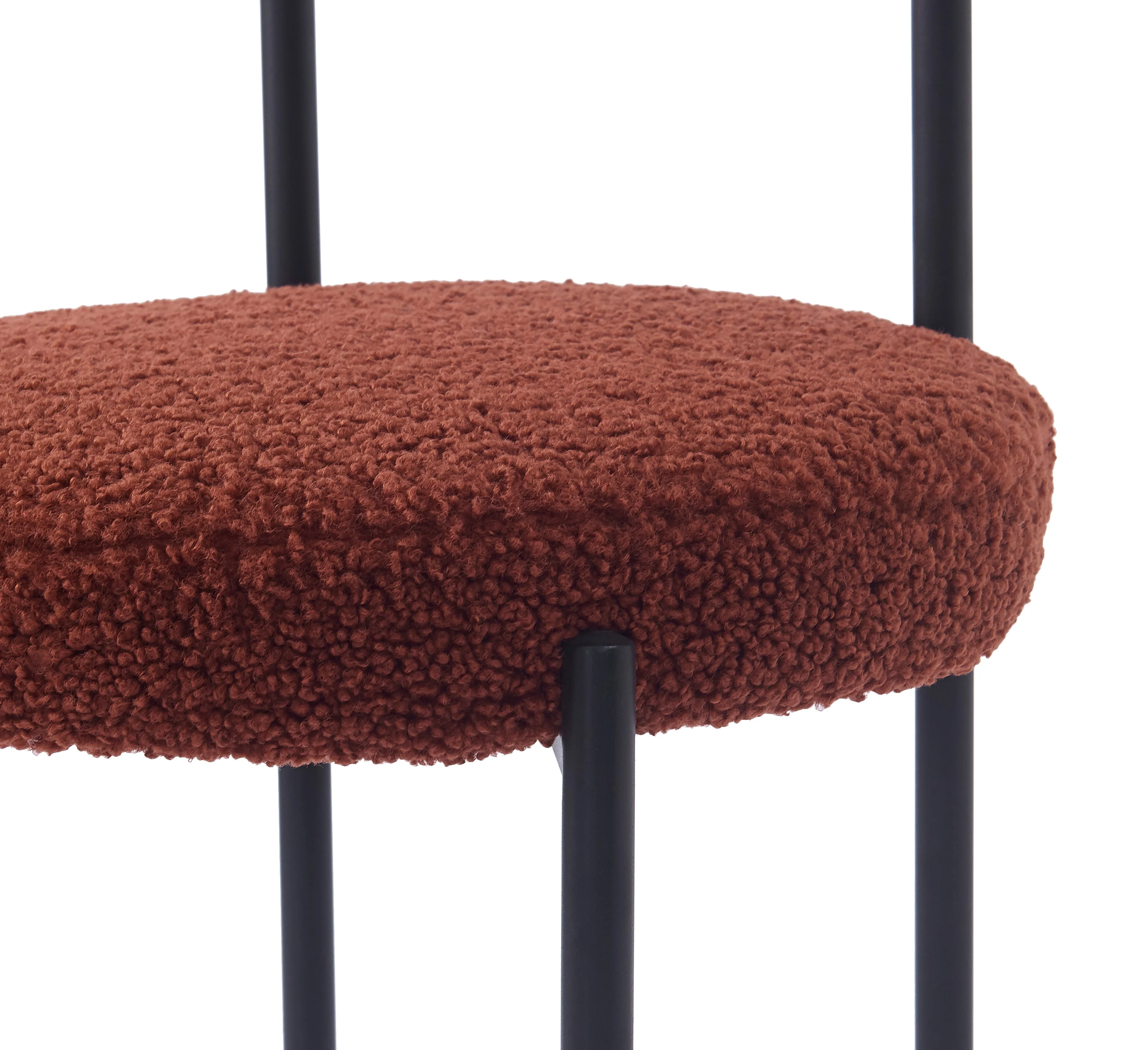 LARS - Lot de 2 chaises scandinaves en métal et bouclettes terracotta - Image 6