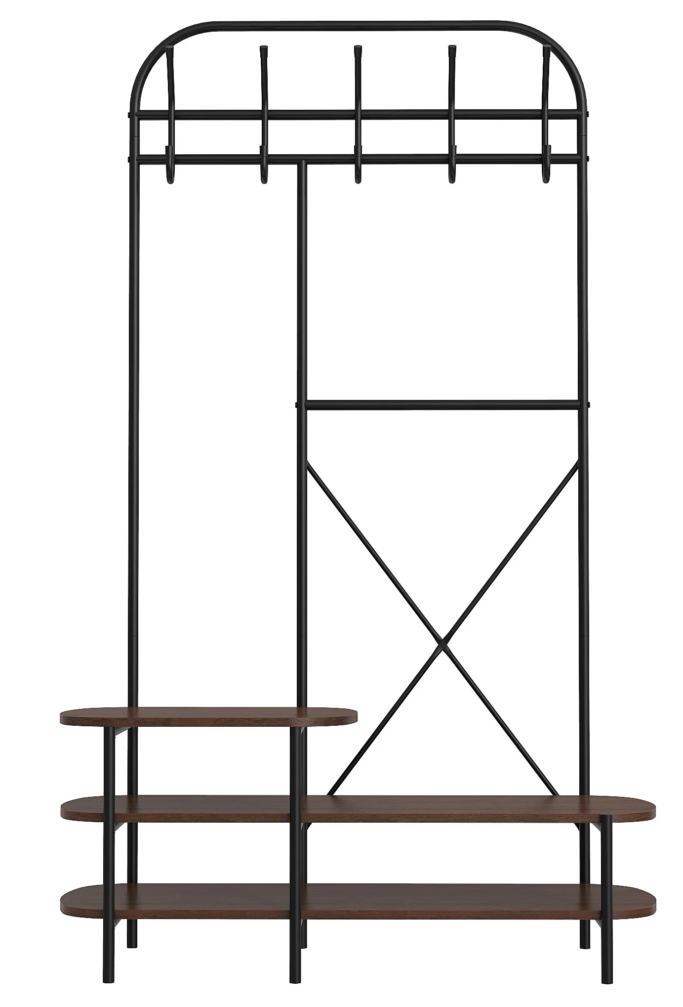 LESTER - Vestiaire d'entrée style industriel avec plateaux en bois marron - Image 5