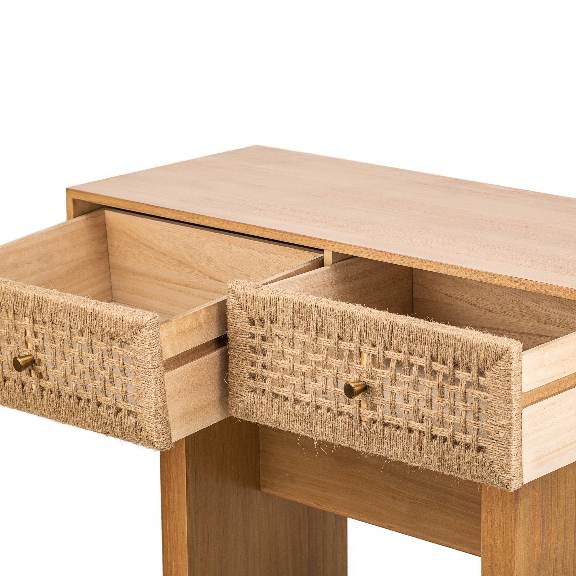 LIMEIRA - Console 2 tiroirs en bois et corde naturelle - Image 3
