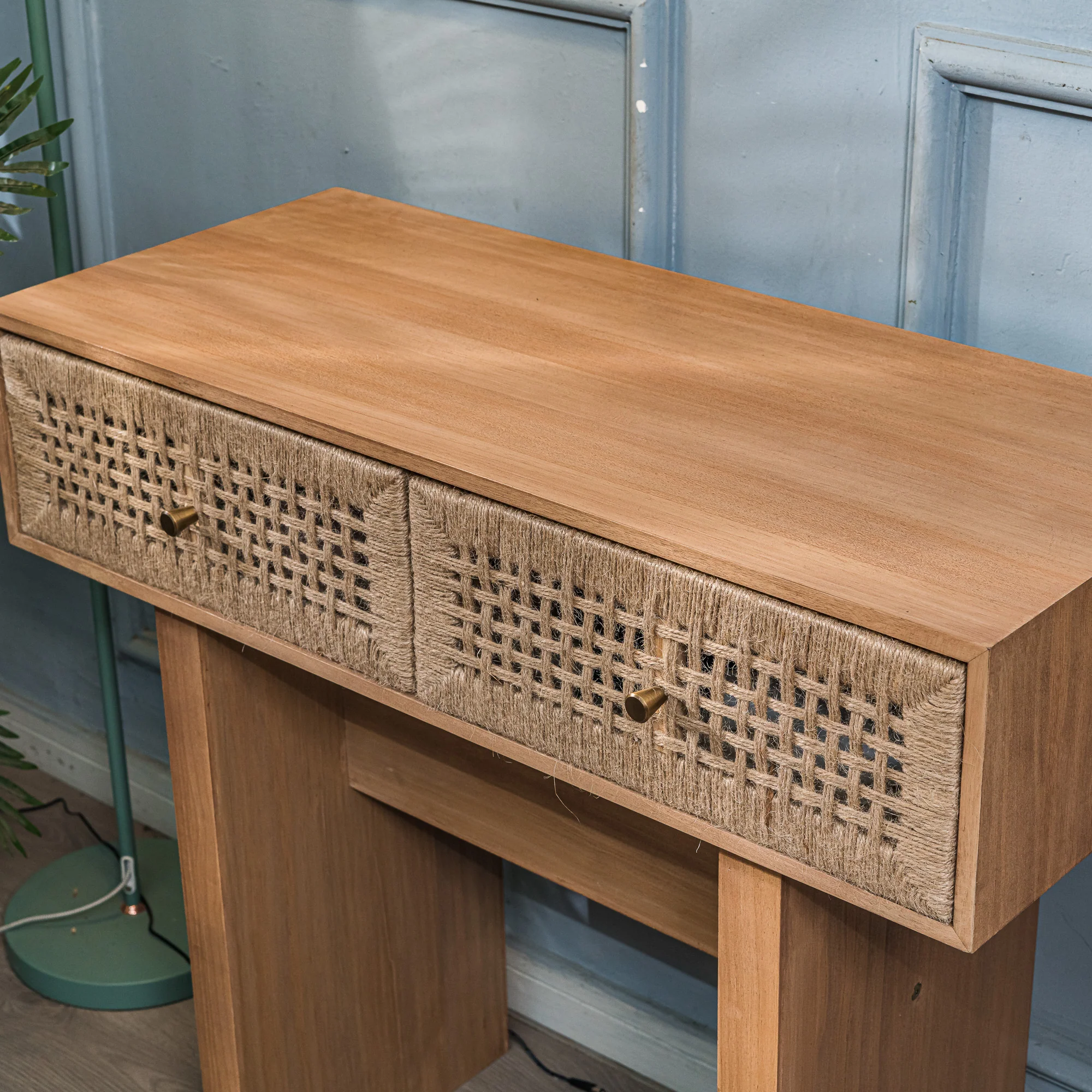 LIMEIRA - Console 2 tiroirs en bois et corde naturelle - Image 5