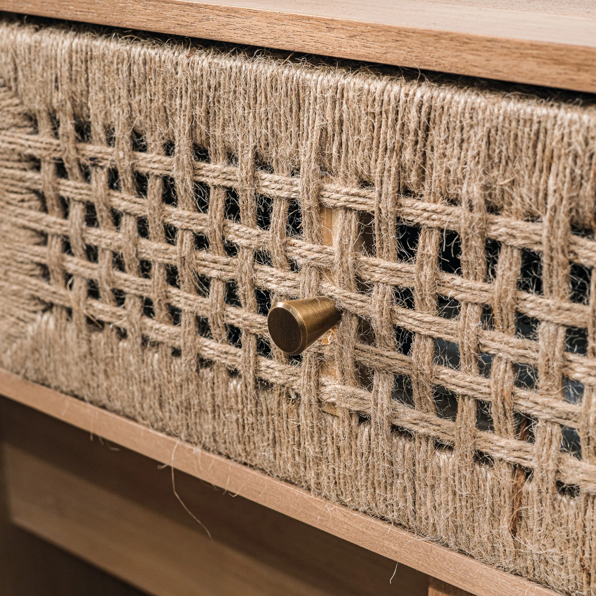 LIMEIRA - Console 2 tiroirs en bois et corde naturelle - Image 6