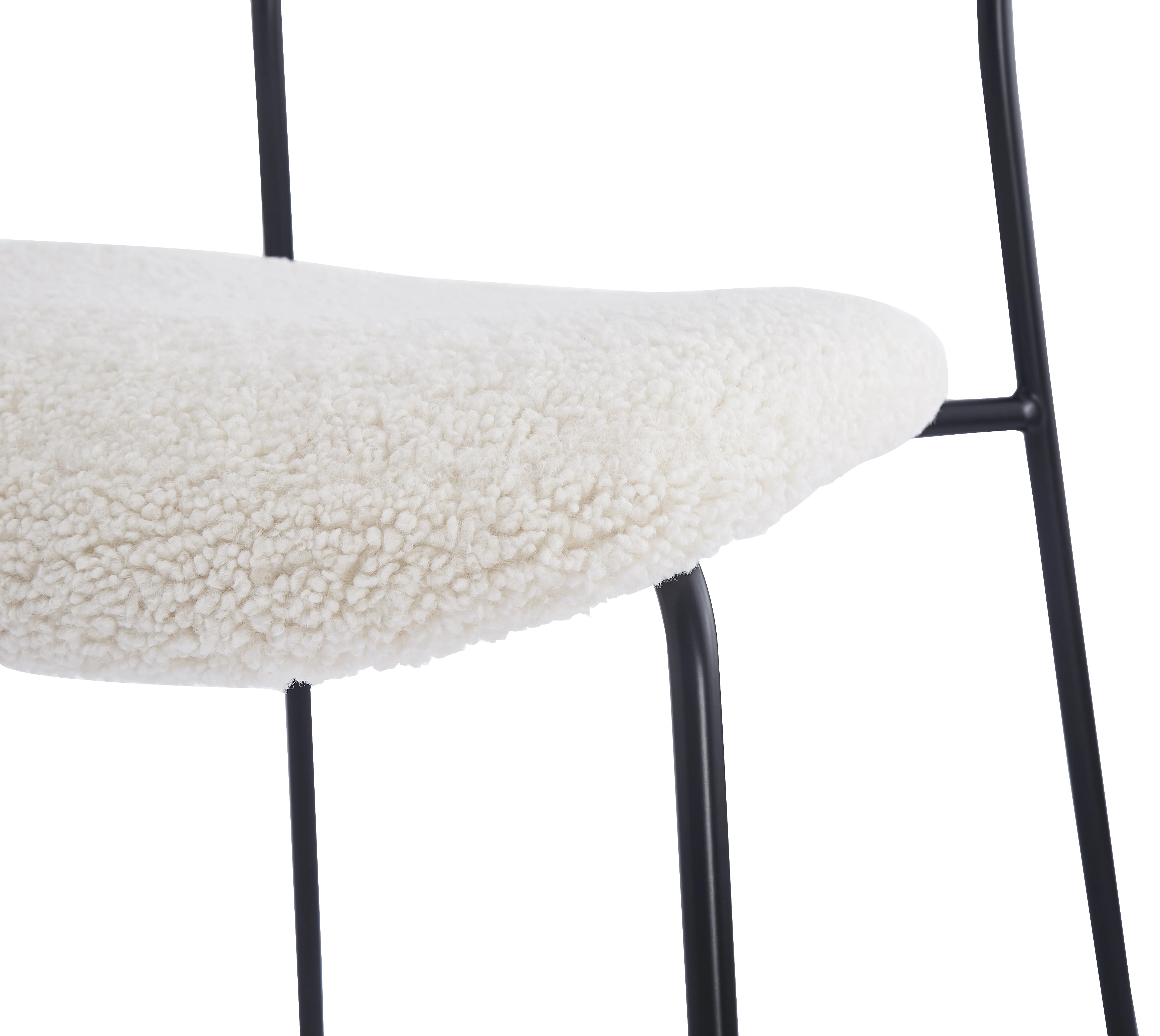 LINCOLN - Lot de 2 chaises industrielles en métal et bouclettes blanc - Image 8