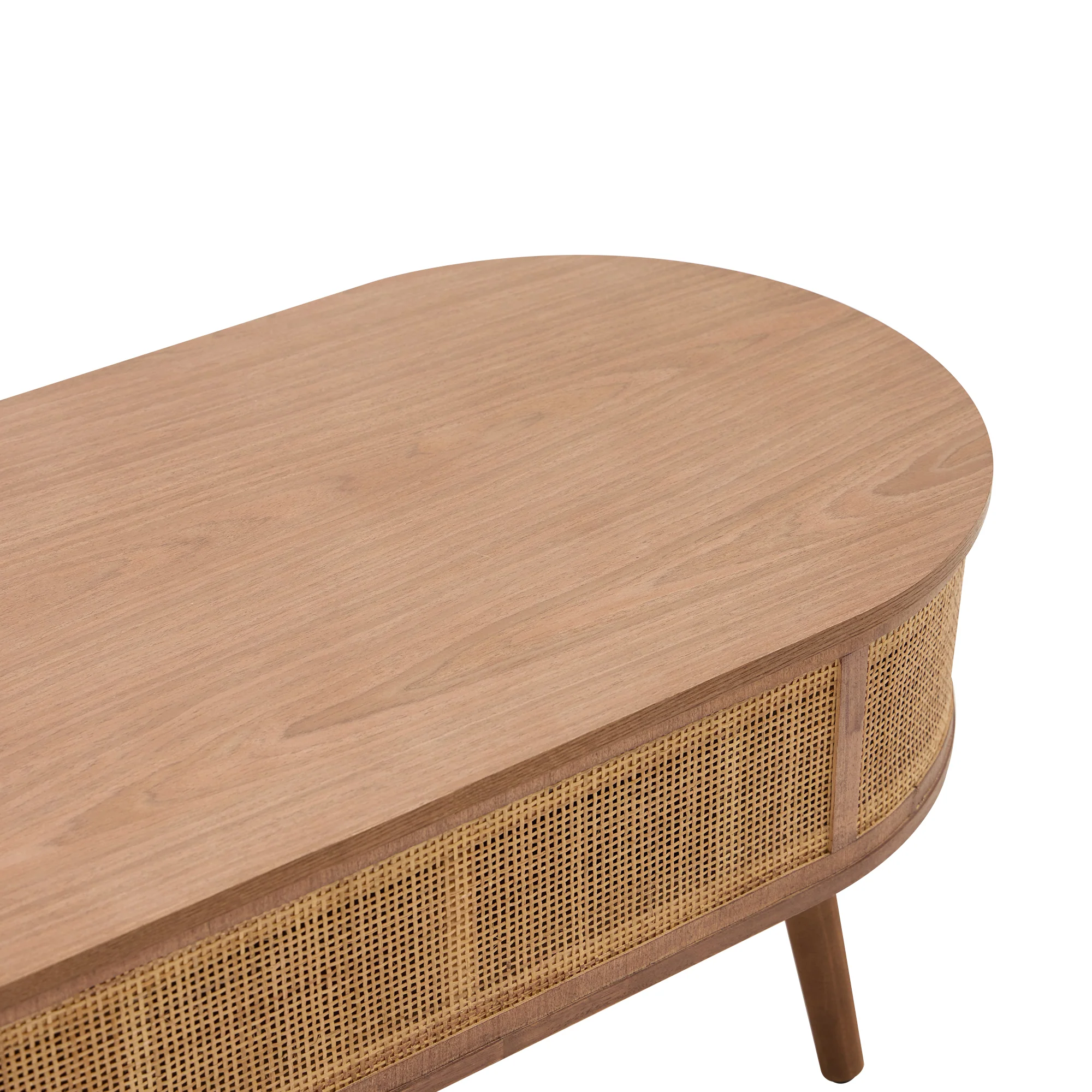 LOTTA - Table basse en bois de noyer et rotin avec rangement - Image 6