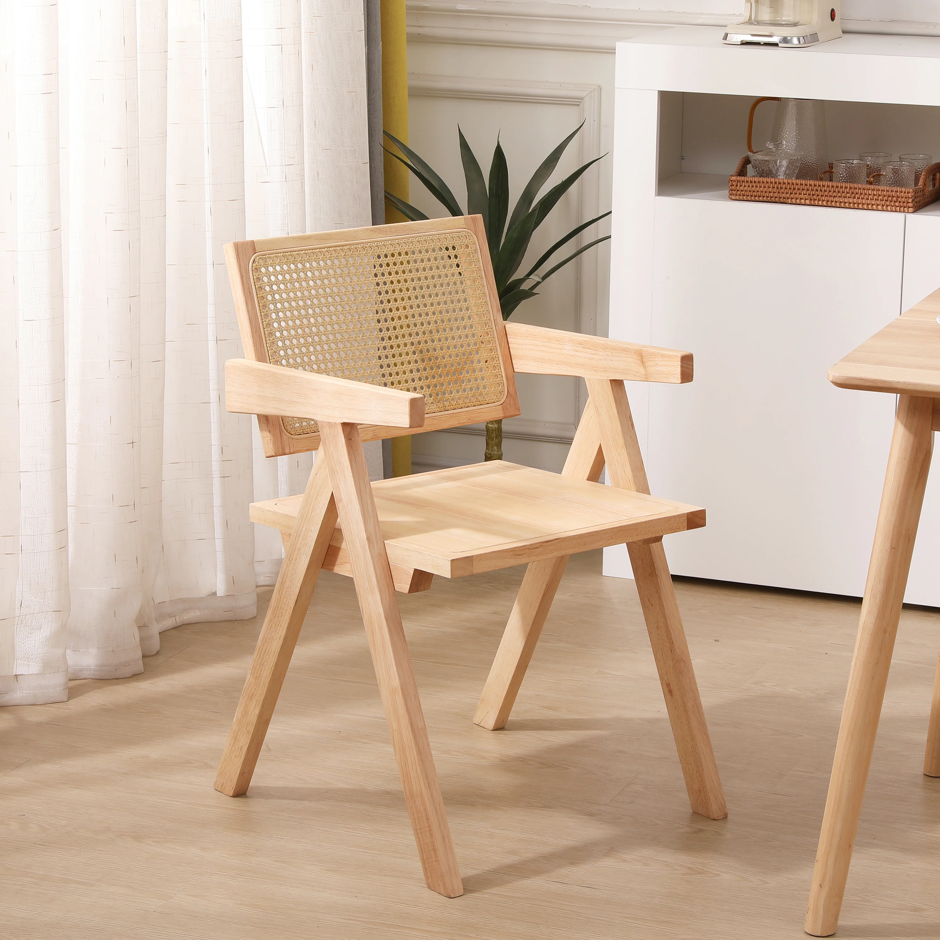 MADEIRA - Fauteuil de table en bois et cannage naturel - Image 4