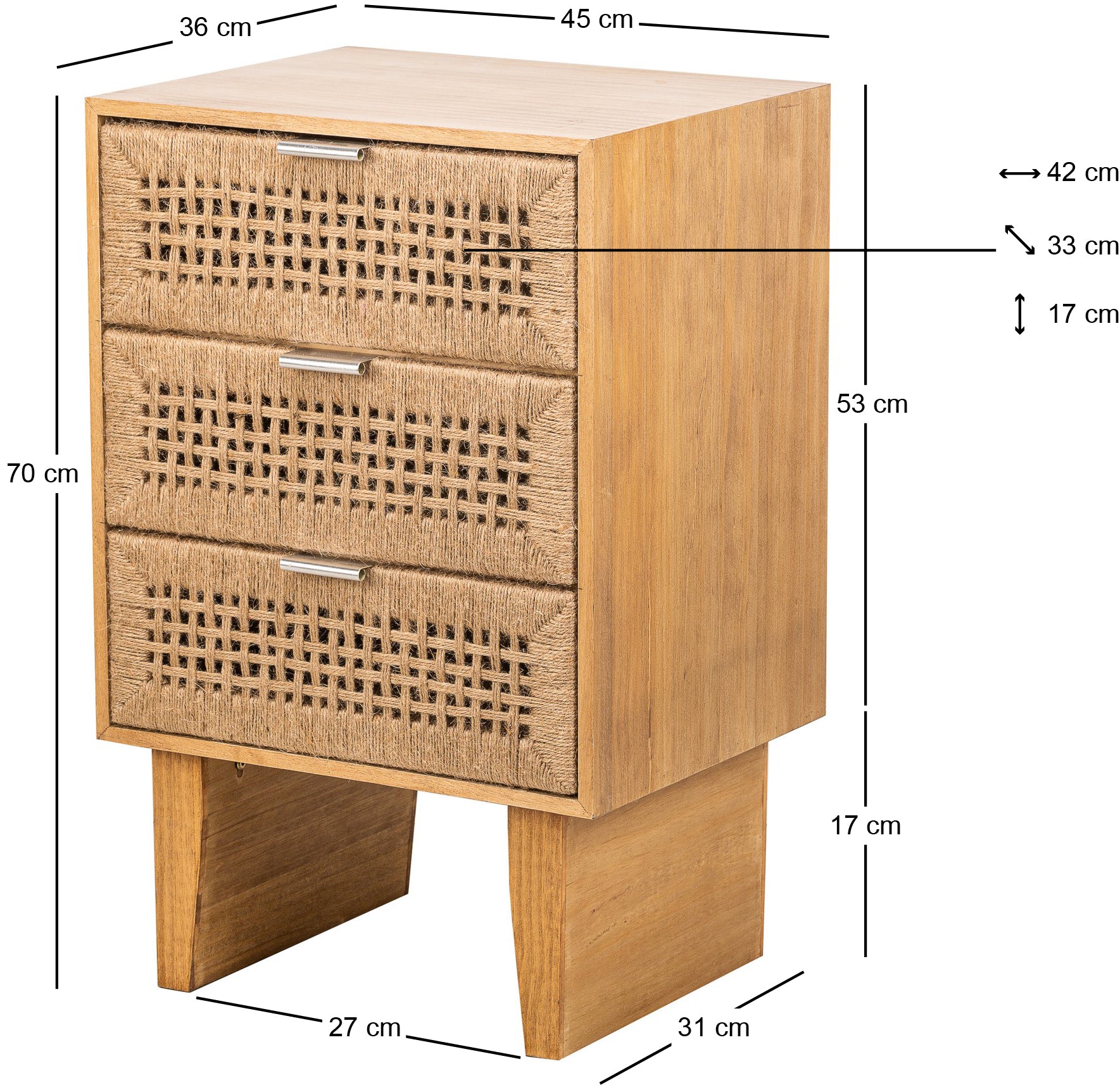 MALAGA - Commode 3 tiroirs en bois et corde naturelle - Image 4