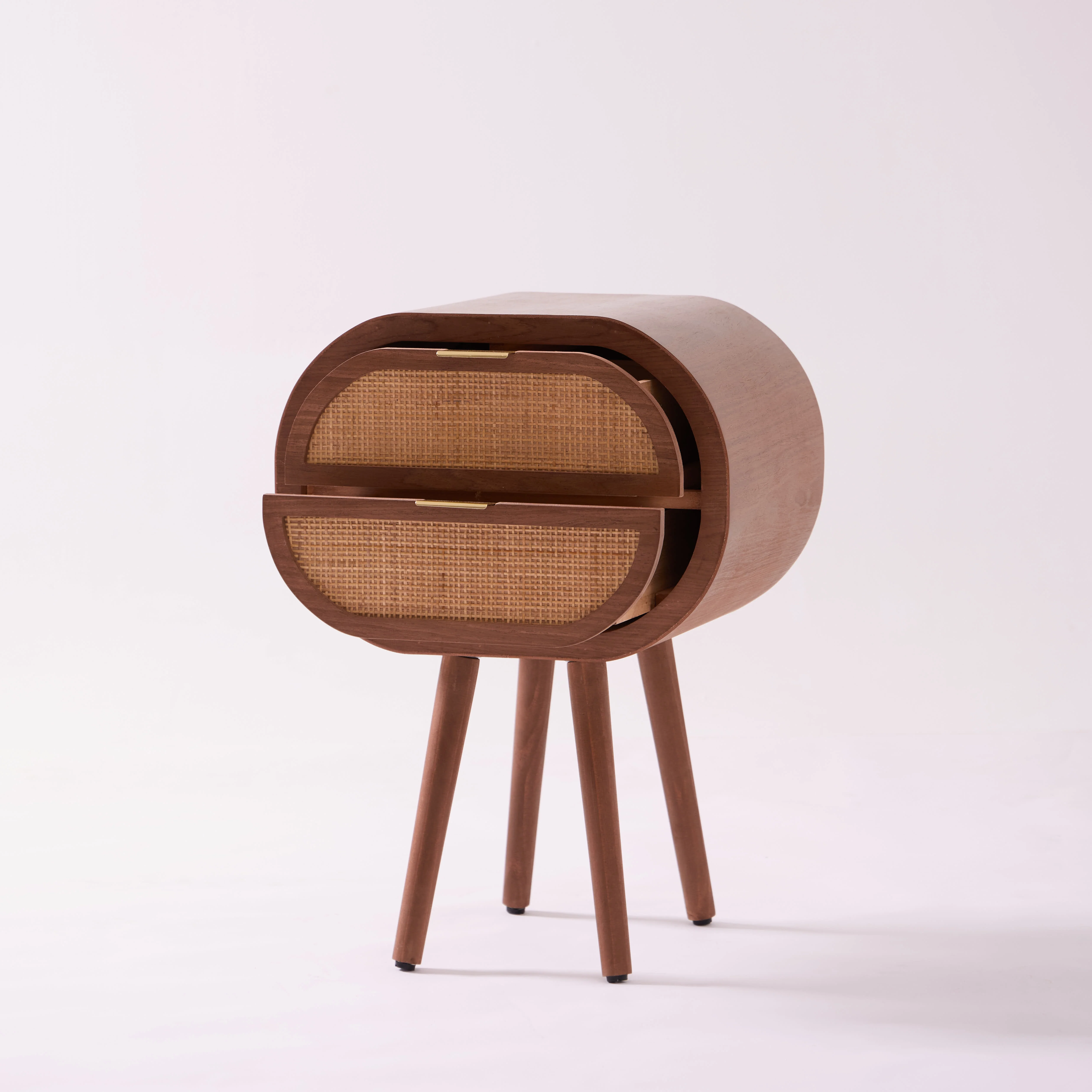 MALIRON - Table de chevet 2 tiroirs en rotin et bois de noyer - Image 6