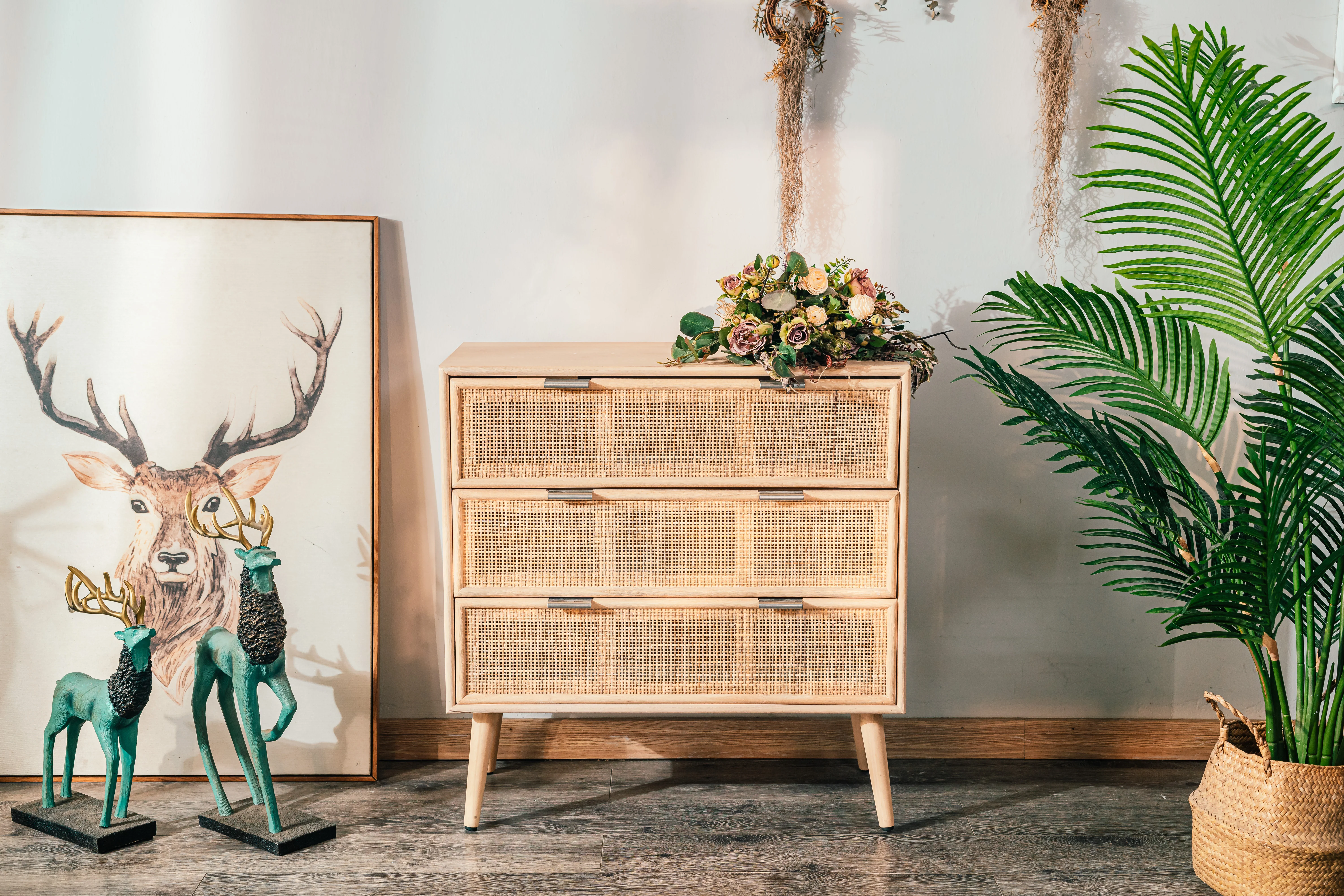MANILLA - Commode 3 tiroirs en bois et rotin naturel - Image 3