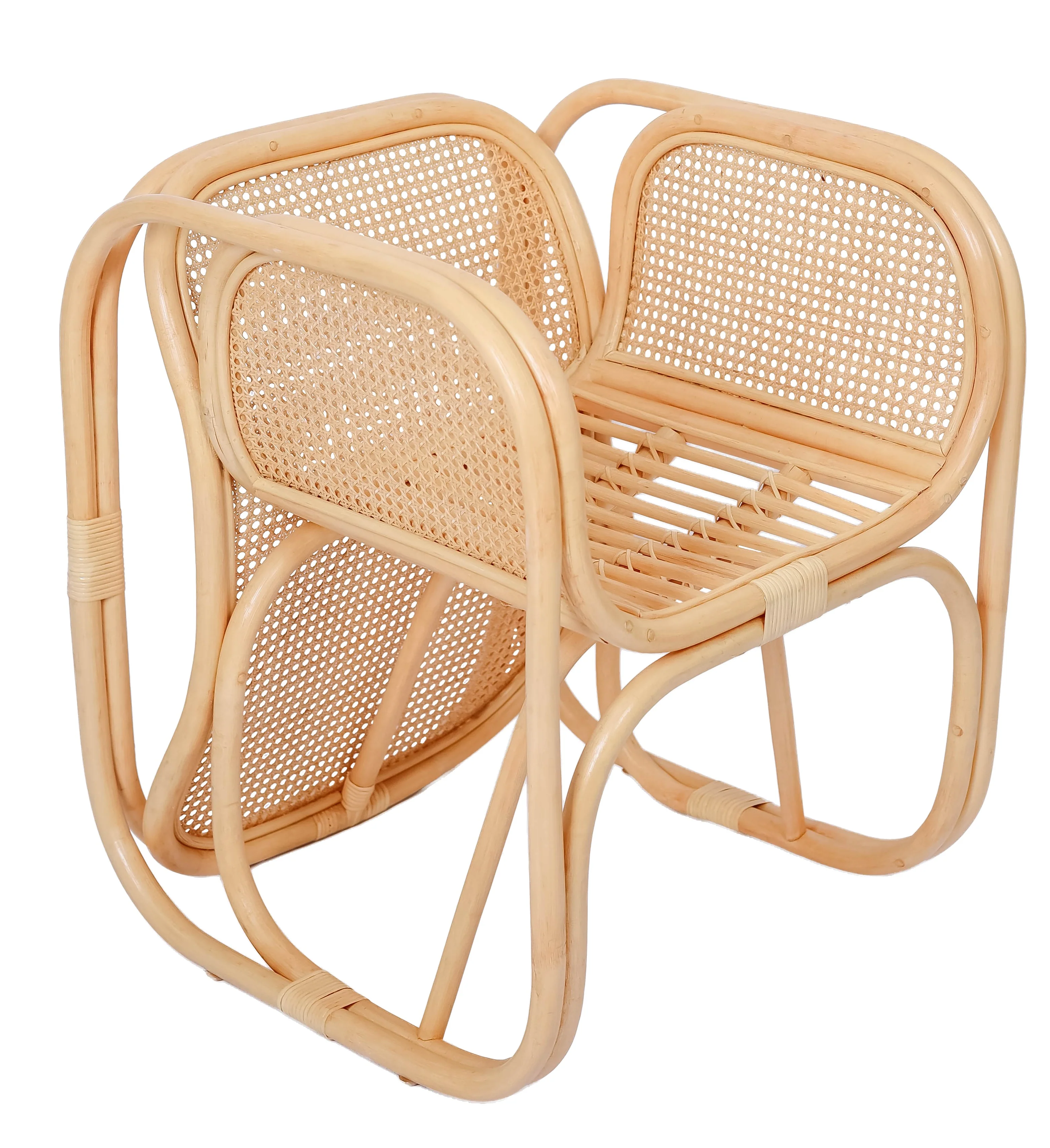 MOROTAI - Fauteuil en rotin naturel et tissu beige - Image 4