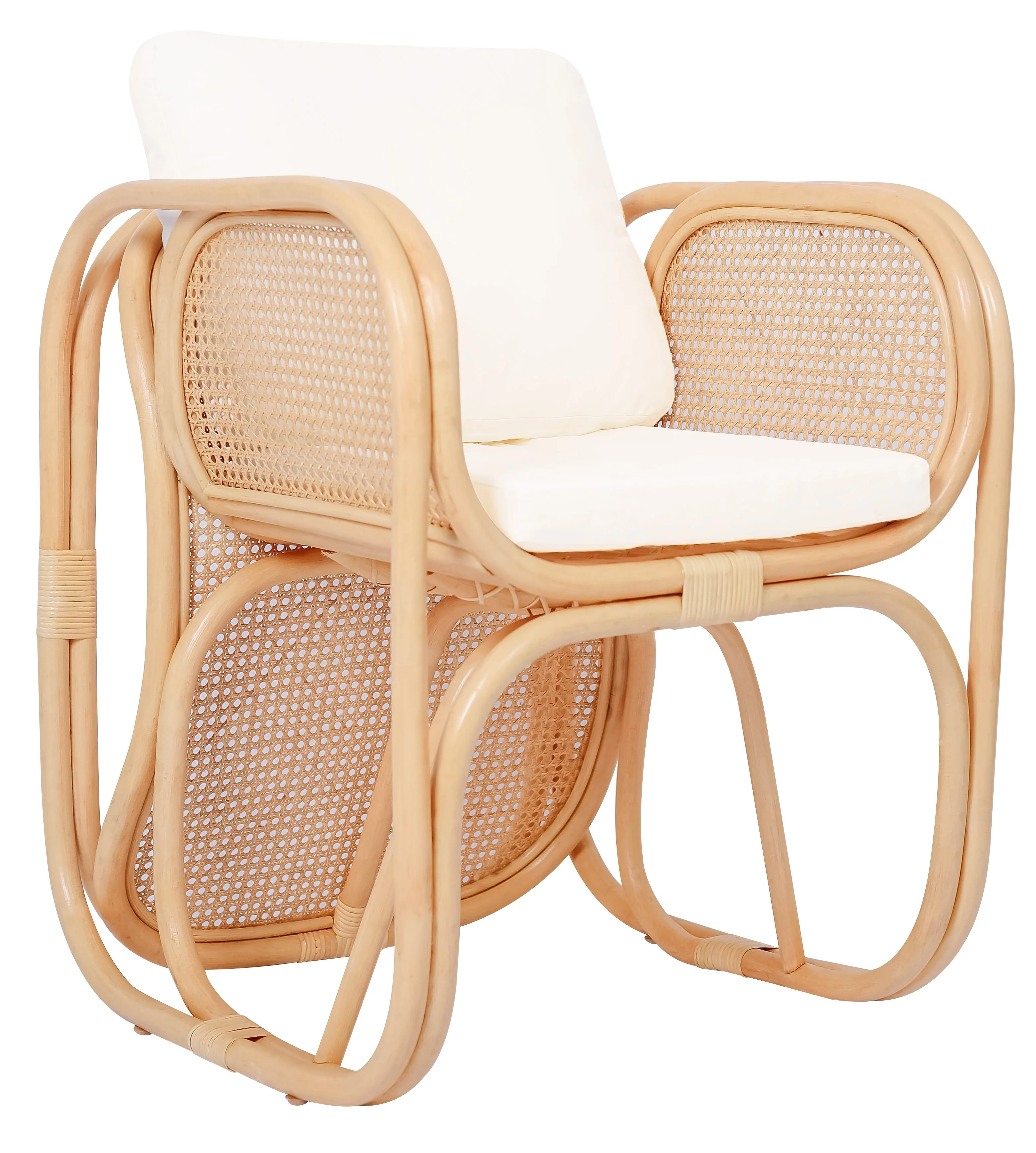 MOROTAI - Fauteuil en rotin naturel et tissu beige - Image 8