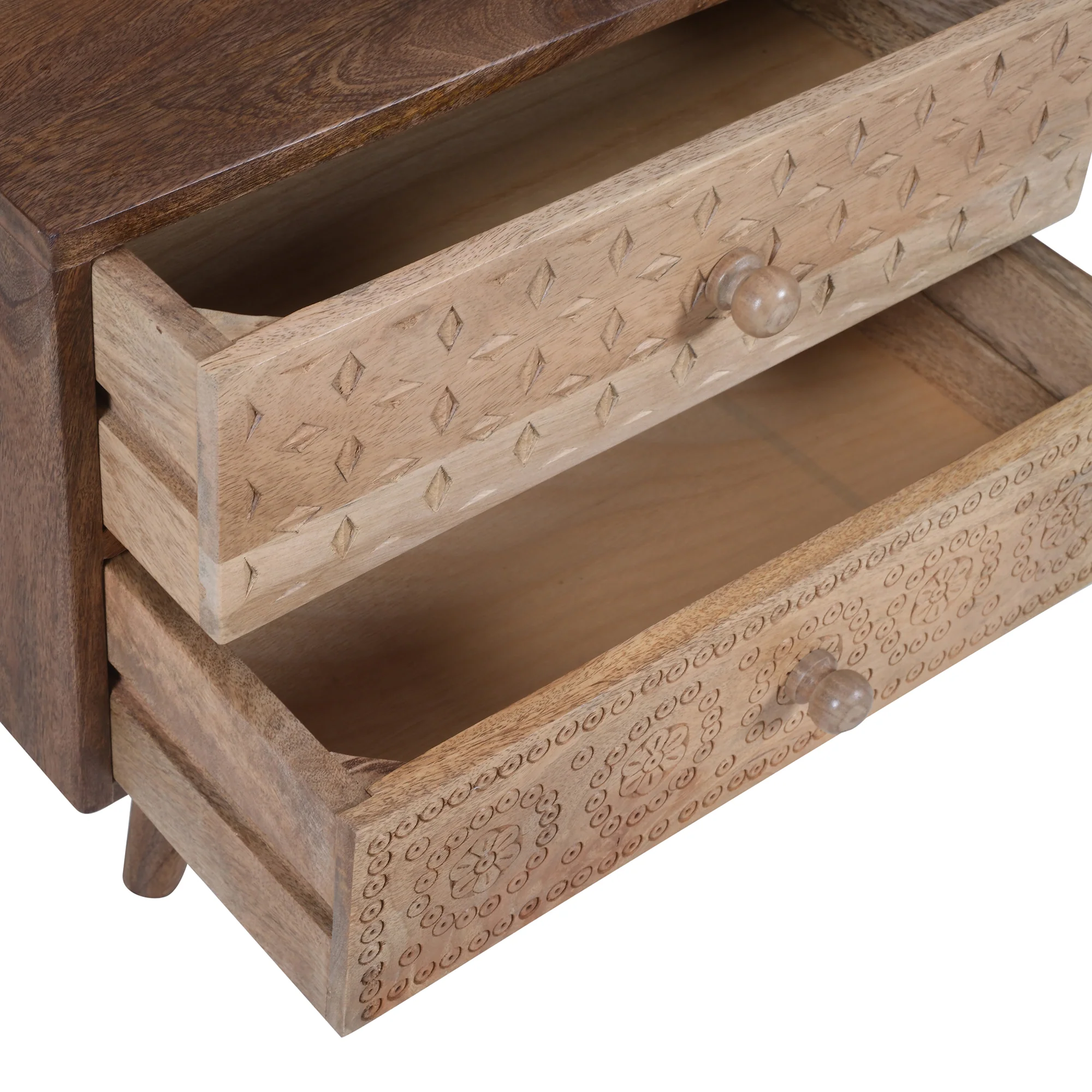 NAGPUR - Table de chevet 2 tiroirs en bois massif de manguier foncé - Image 8