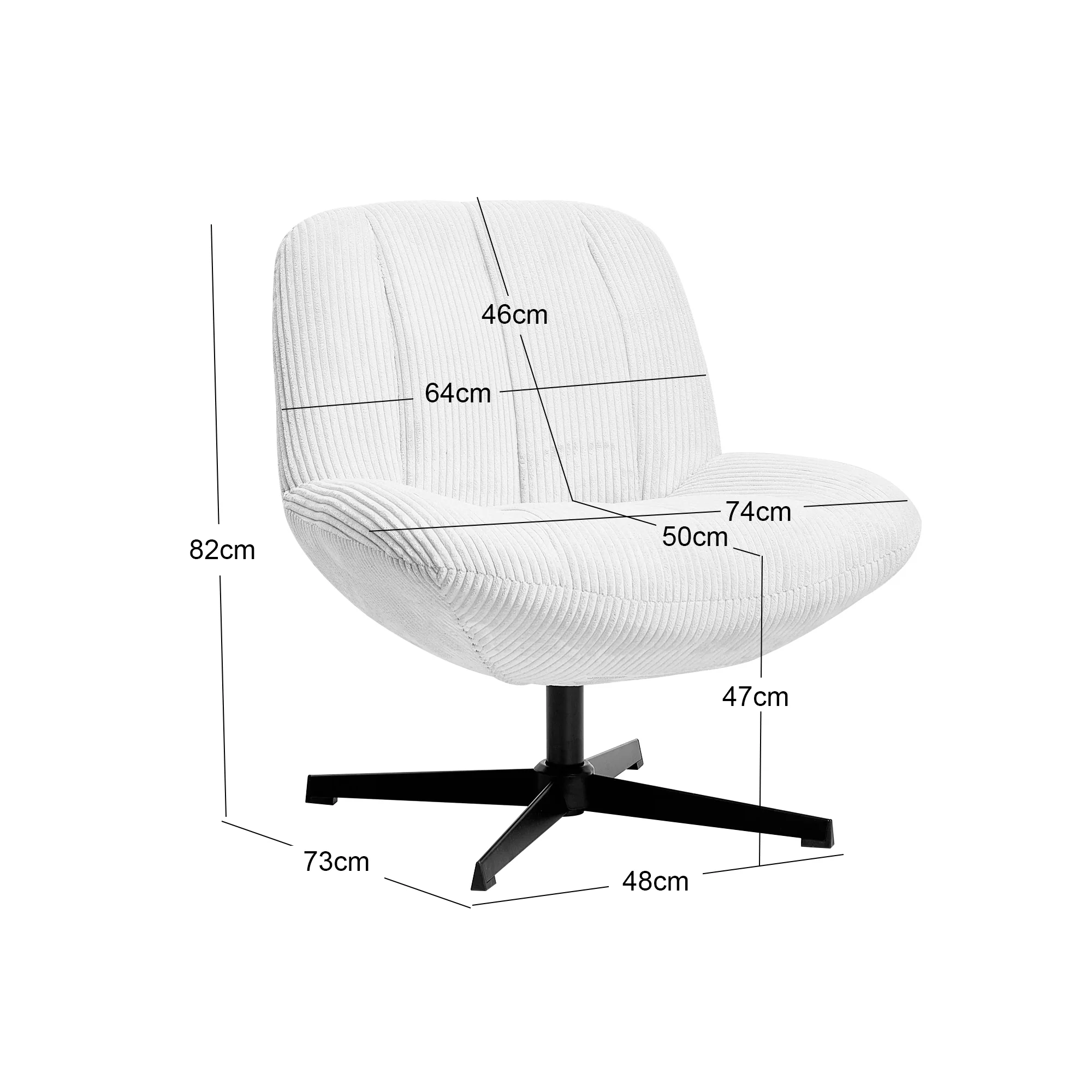 NAMSOS - Fauteuil swivel pivotant en velours côtelé beige - Image 4