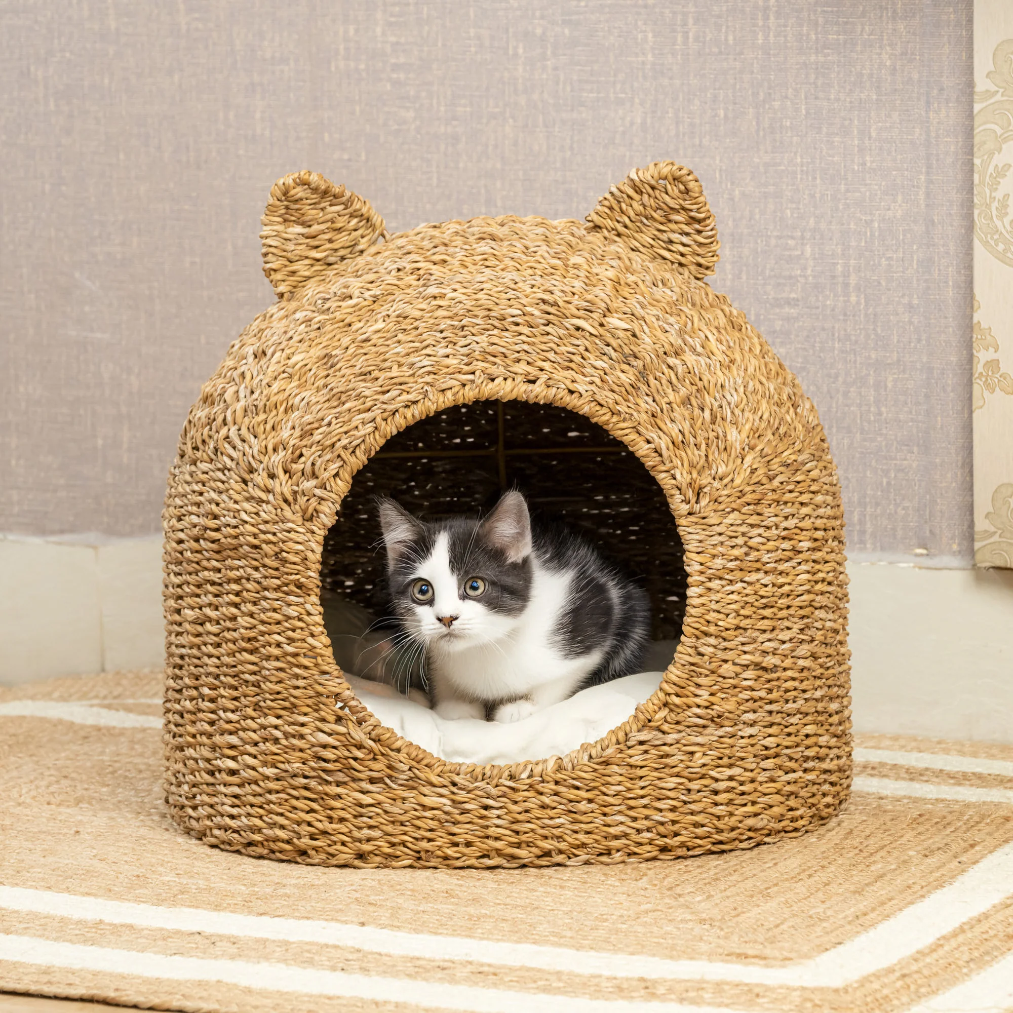 NILS - Panier niche pour chat en jute marron - Image 3