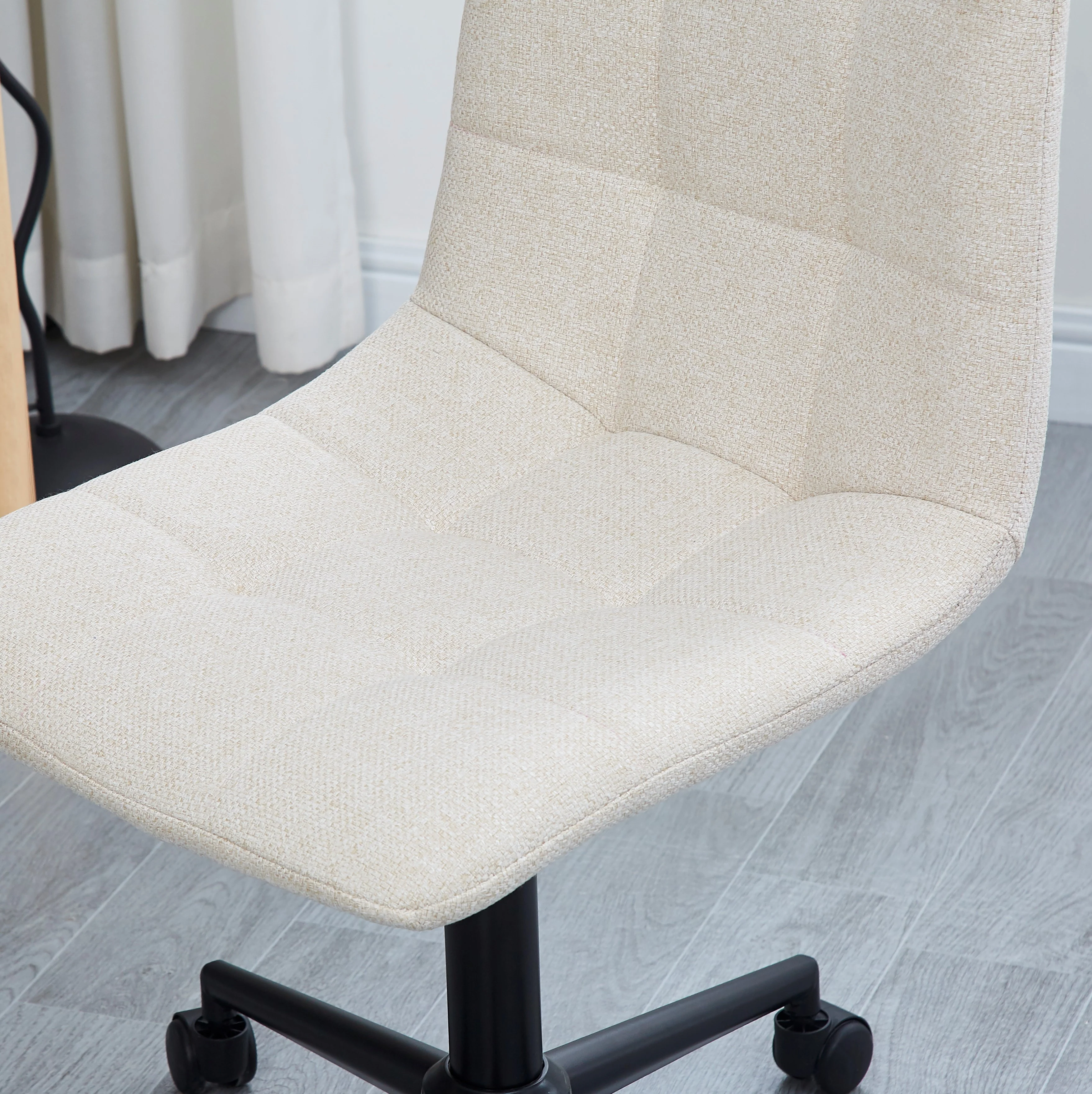 BJORN - Chaise de bureau capitonnée réglable en tissu beige - Image 3