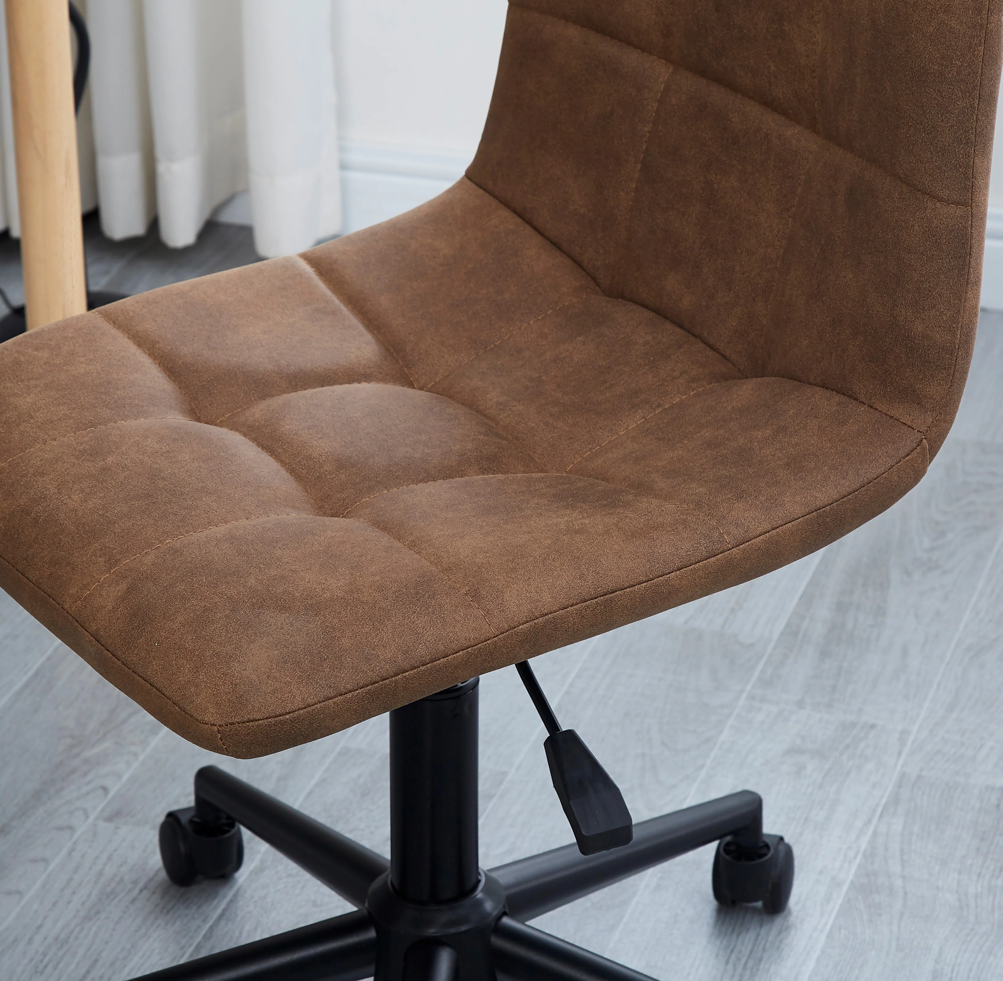 BJORN - Chaise de bureau capitonnée réglable en suèdine marron - Image 5