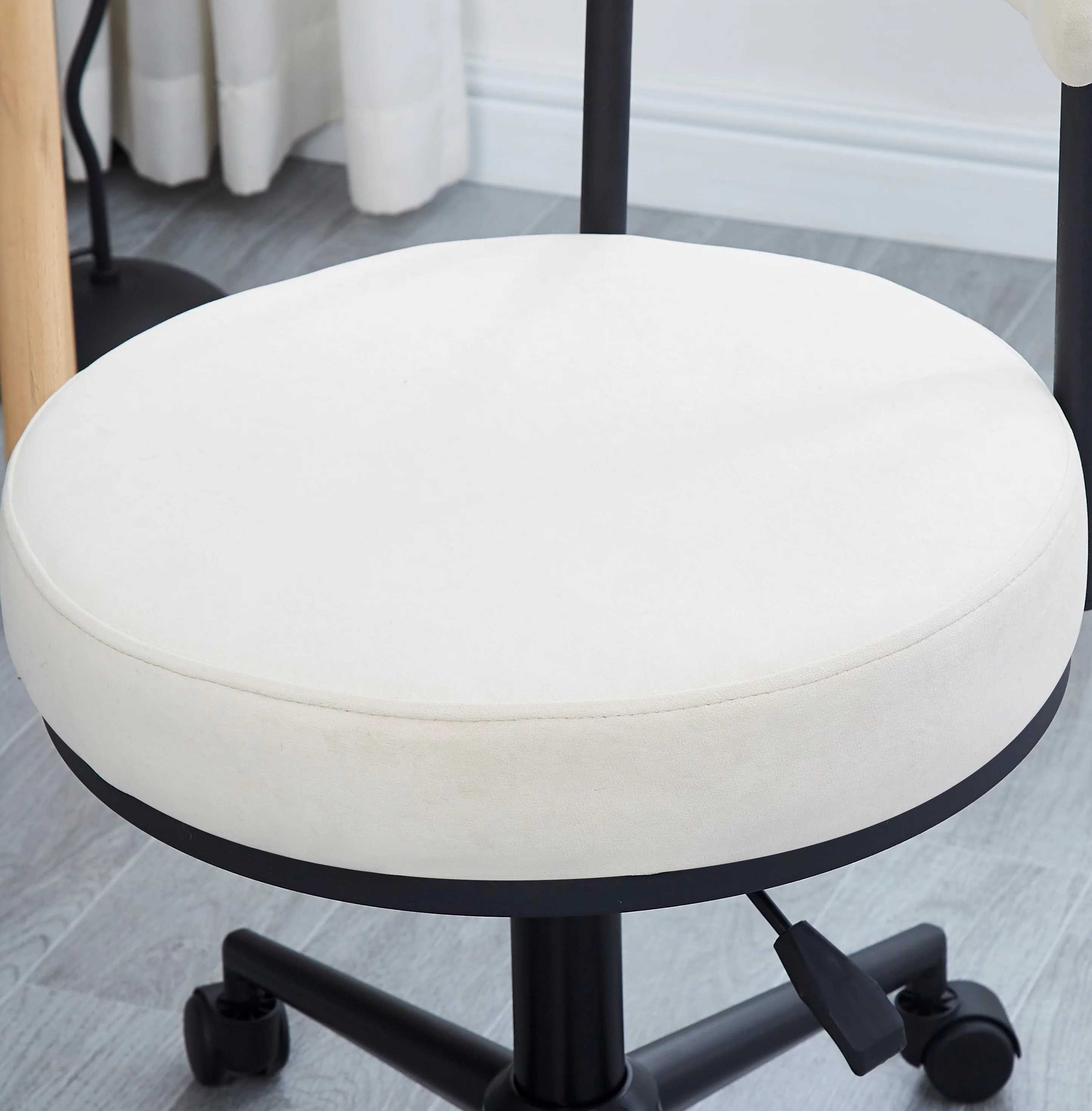 LARS - Chaise de bureau réglable en velours beige - Image 7