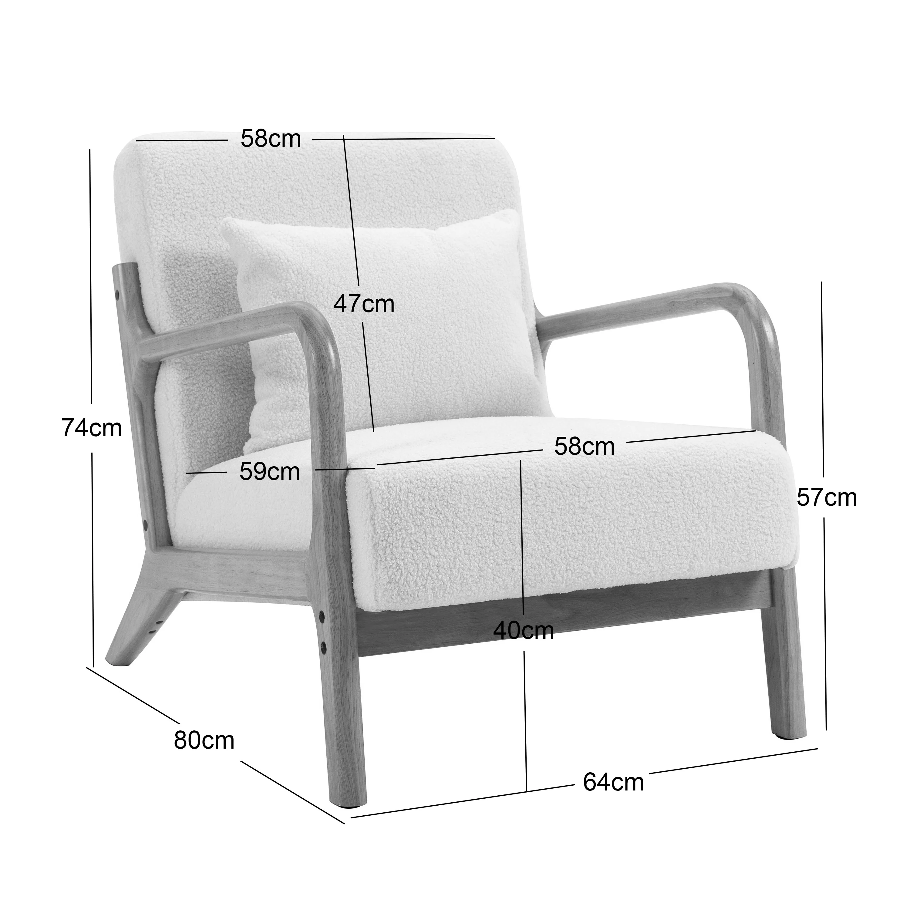 OHAMA - Fauteuil de salon en bois massif et tissu terracotta - Image 4