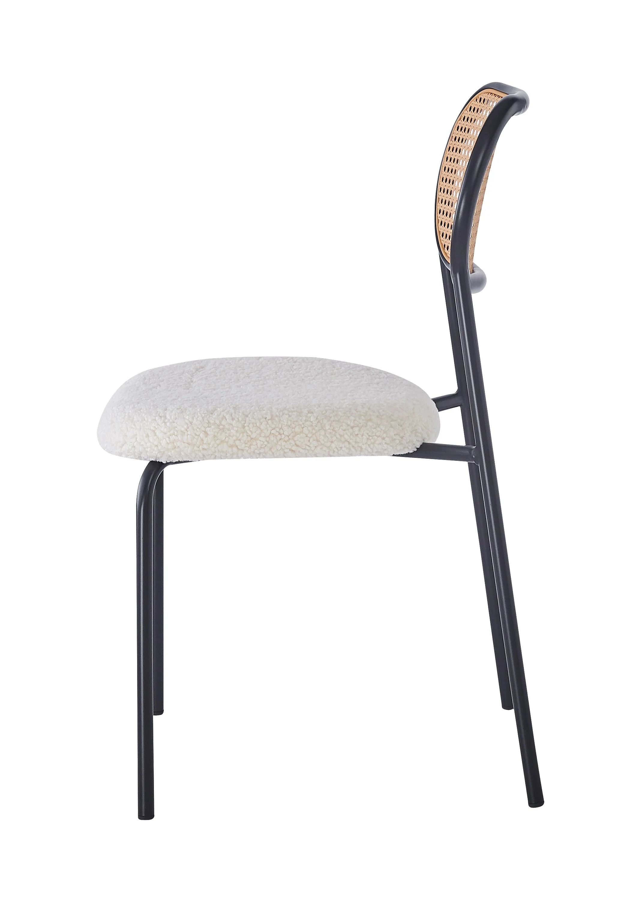 OREBRO - Lot de 2 chaises en métal et cannage avec assise en bouclettes blanches - Image 9