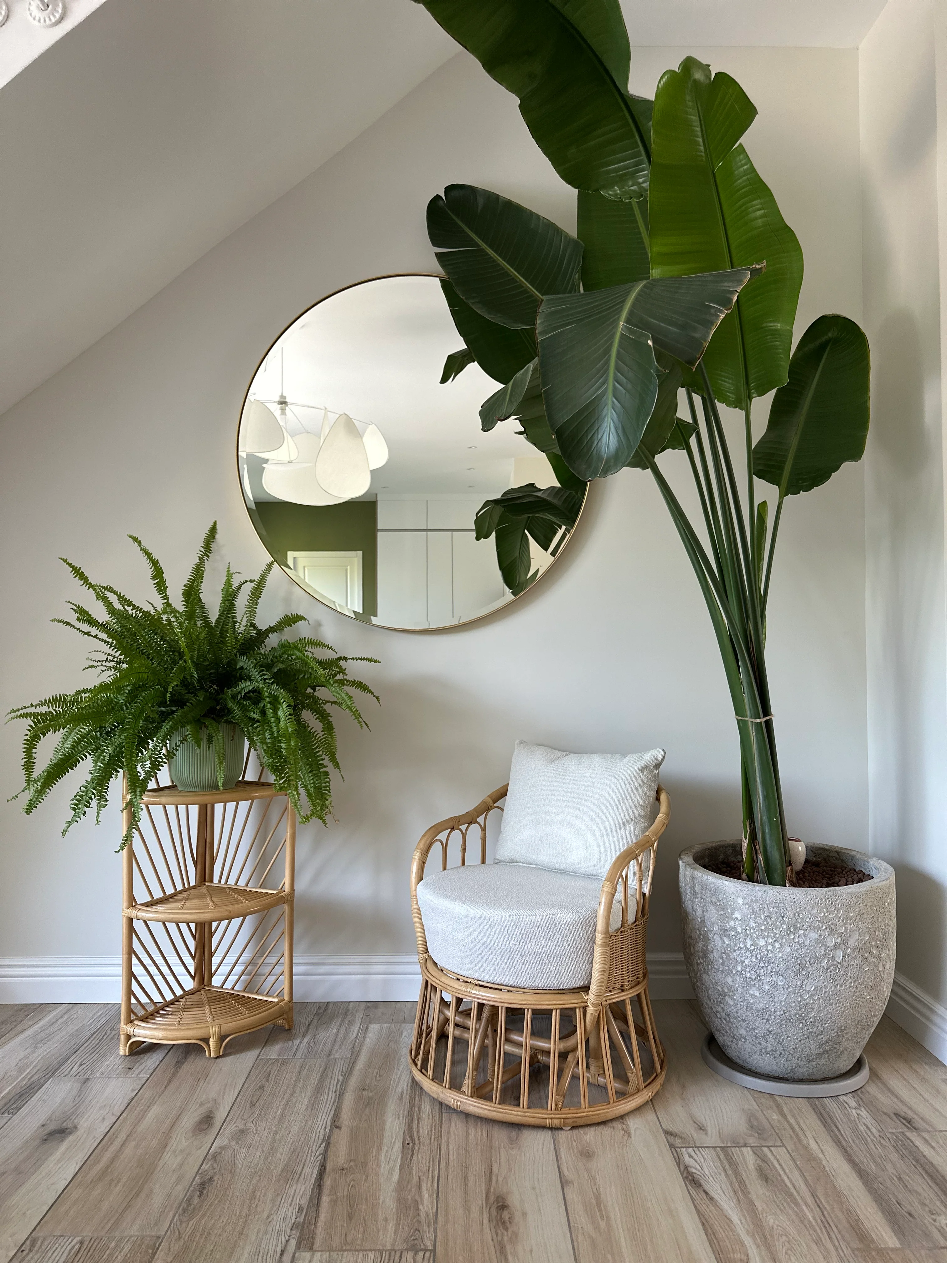 PALOPO - Fauteuil en rotin naturel et tissu beige - Image 3