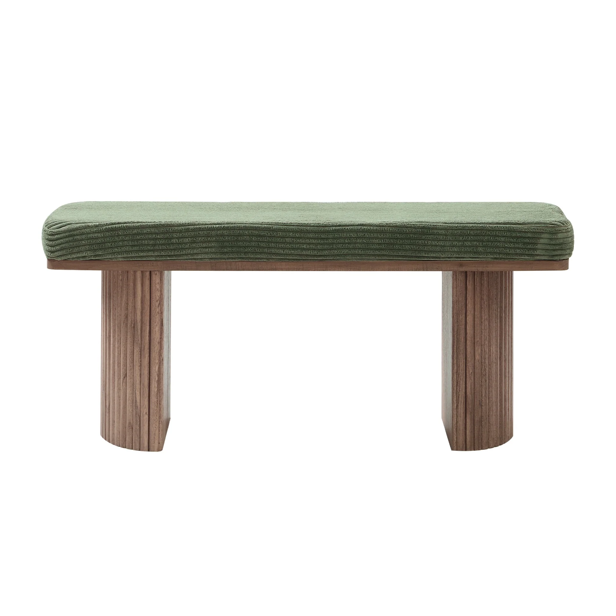 PIREUS - Banc en bois massif et velours côtelé vert - Image 8