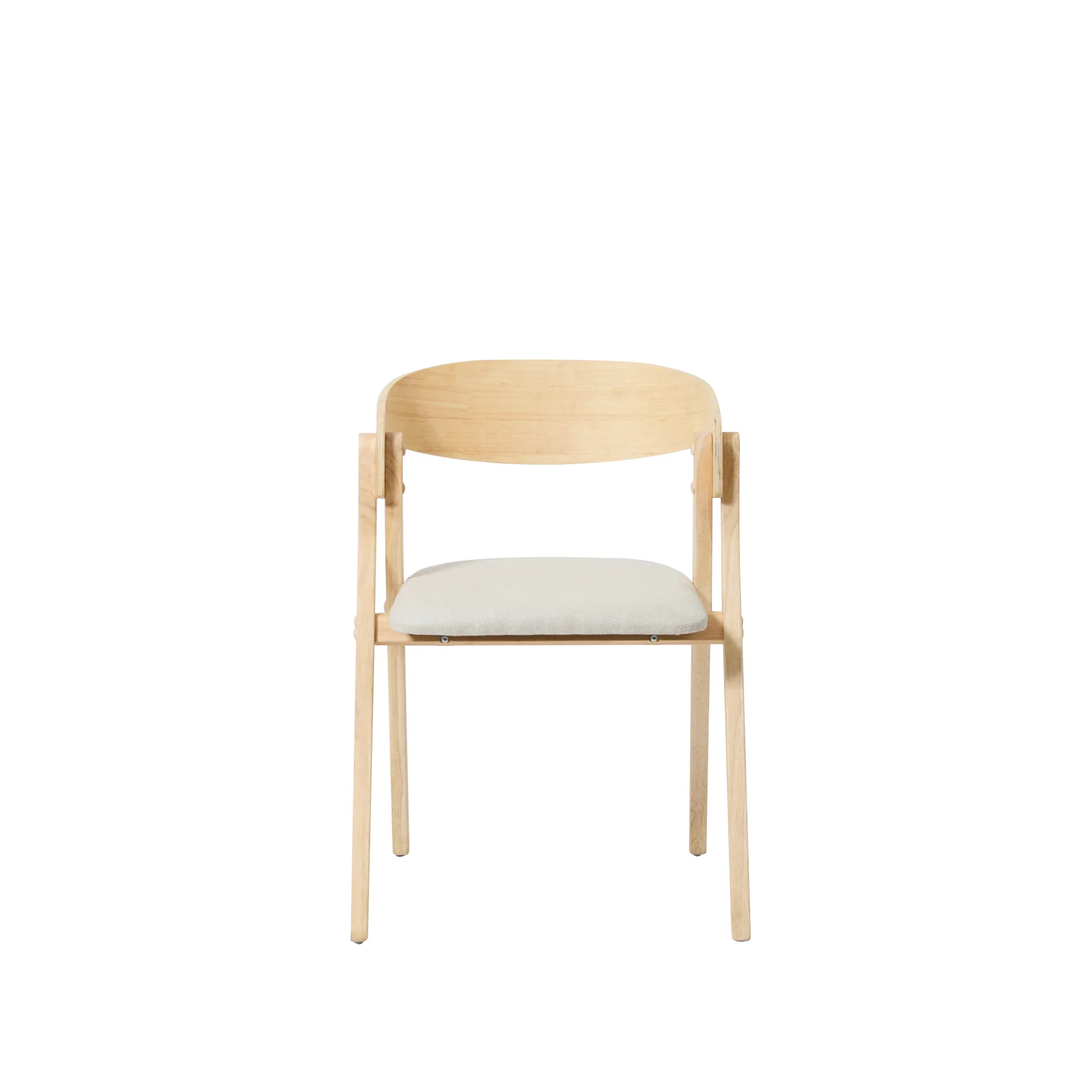 PORI - Lot de 2 chaises de salle à manger en bois massif et tissu beige - Image 7
