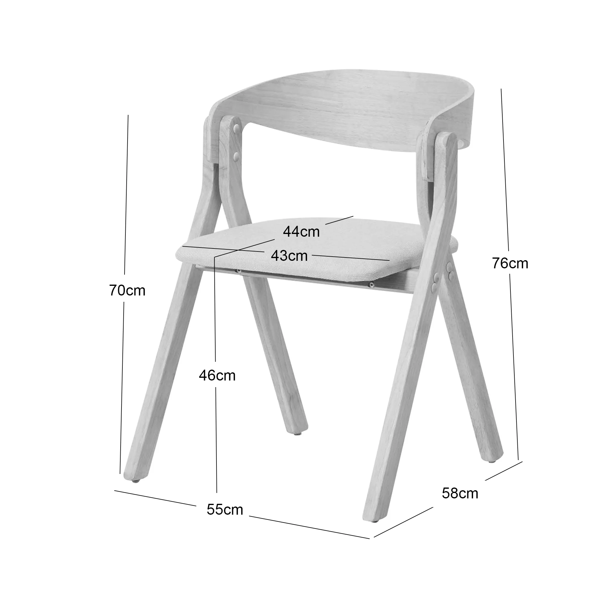 PORI - Lot de 2 chaises de salle à manger en noyer et tissu beige - Image 4