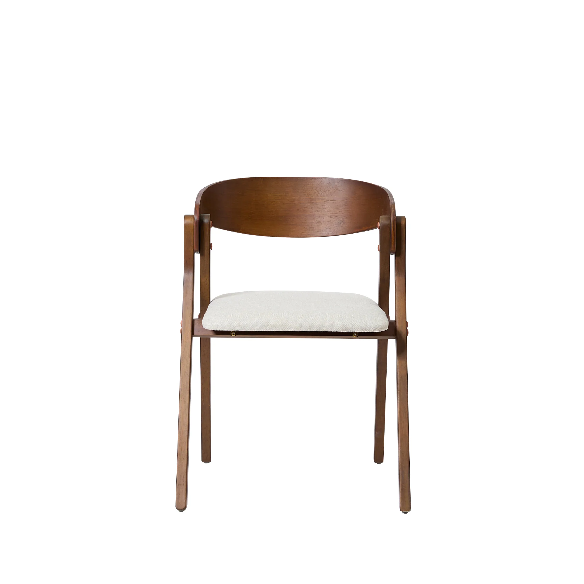 PORI - Lot de 2 chaises de salle à manger en noyer et tissu beige - Image 7