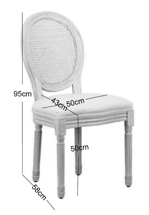 RICHELIEU - Lot de 2 chaises en bois et cannage avec assise en tissu beige - Image 5