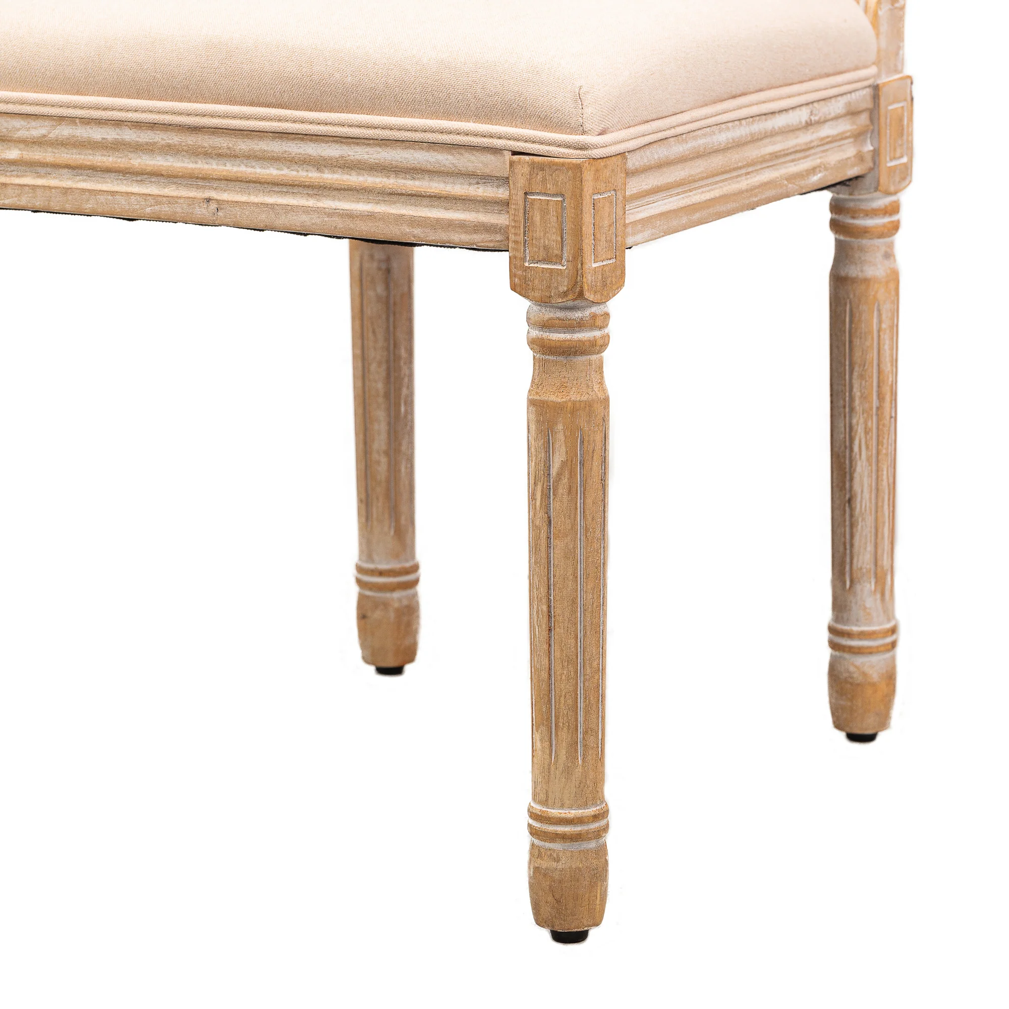 RICHELIEU - Lot de 2 chaises en bois avec assise en tissu beige - Image 6