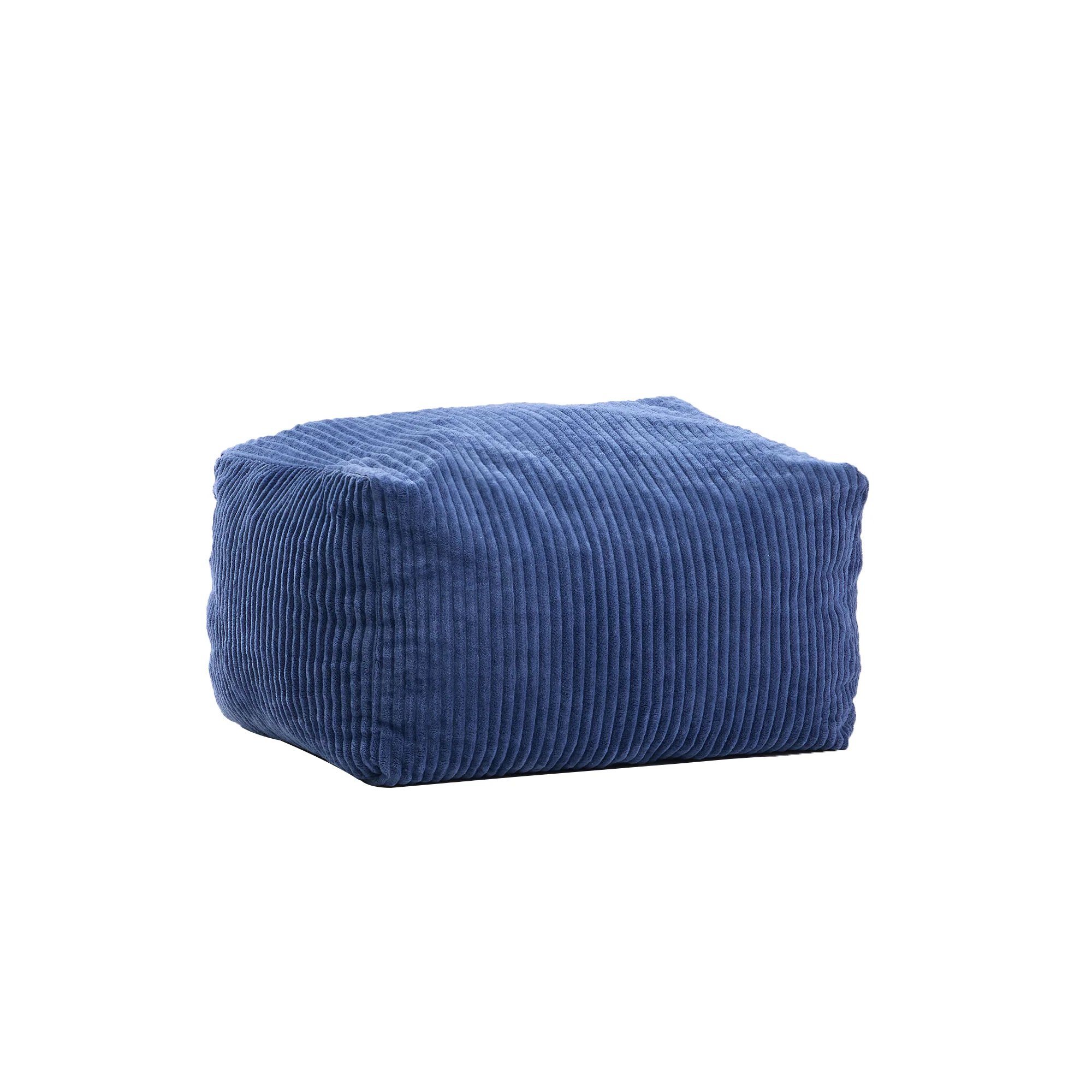 SABY - Pouf et repose pieds en velours côtelé bleu - Image 8