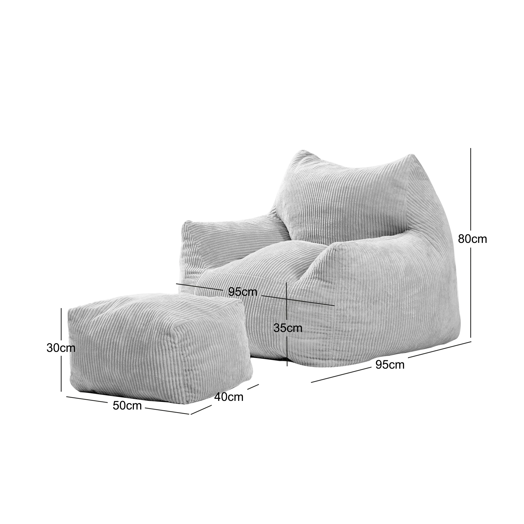 SABY - Pouf et repose pieds en velours côtelé vert - Image 4