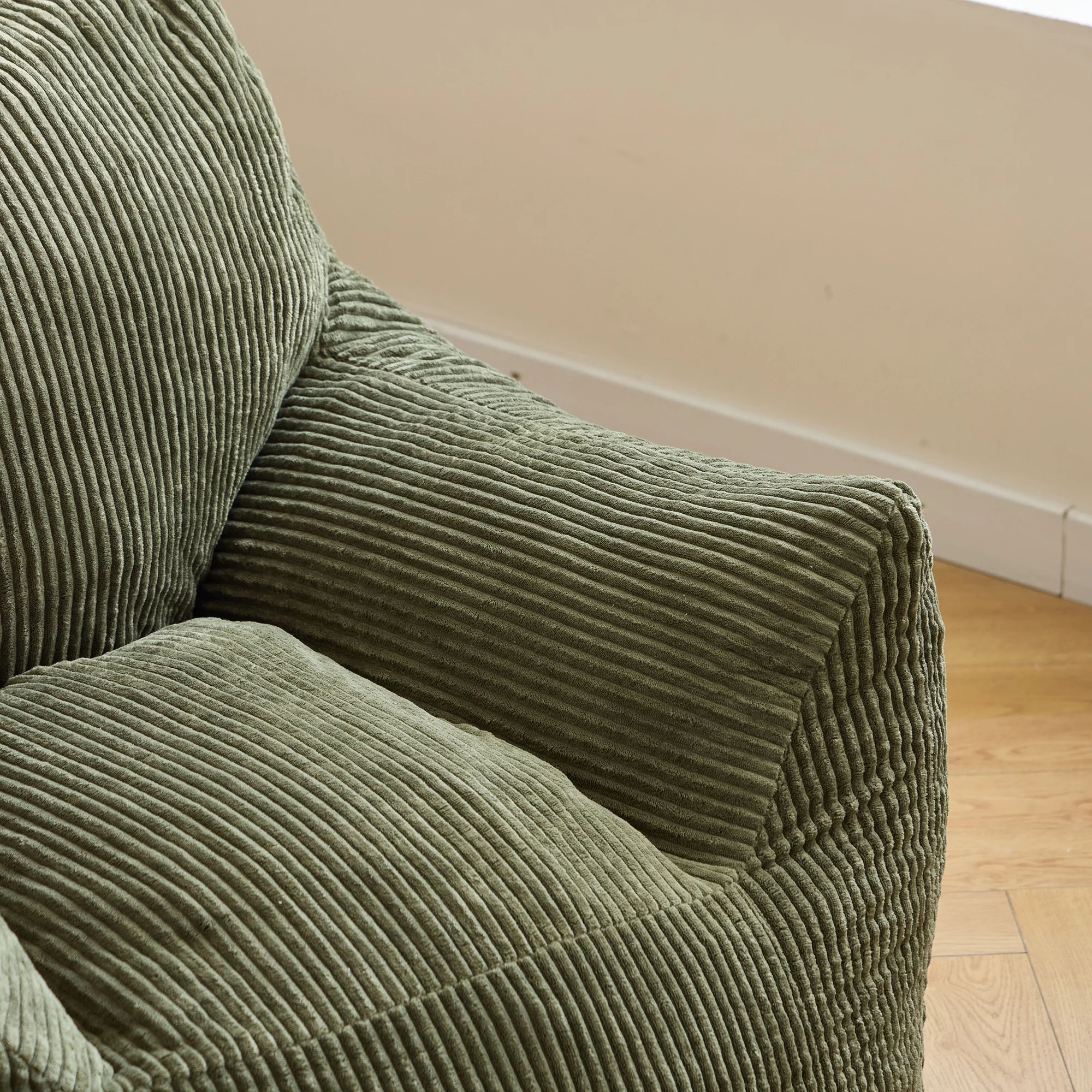 SABY - Pouf et repose pieds en velours côtelé vert - Image 5
