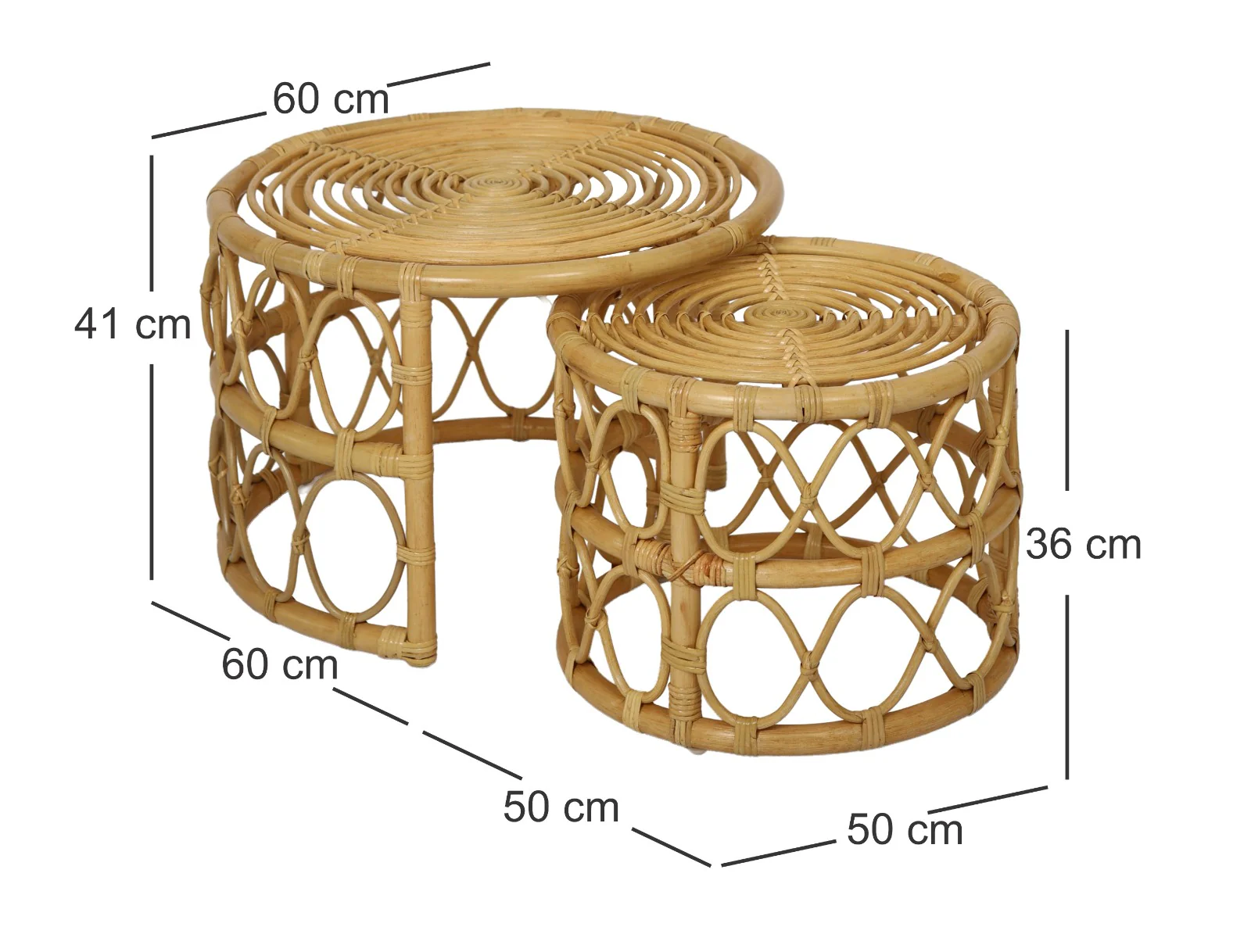 SALAWATI - Set de 2 tables basses gigognes en rotin naturel - Image 5