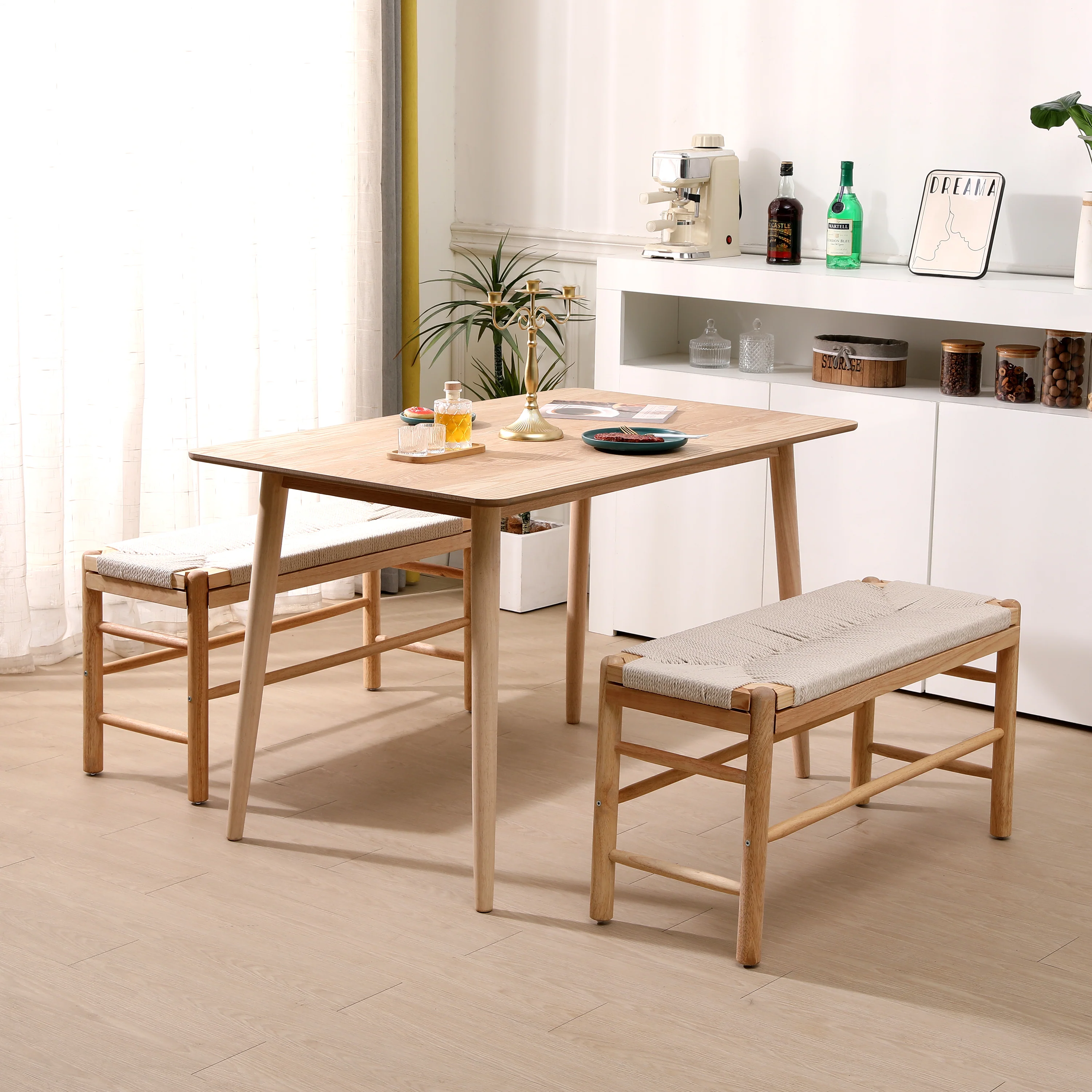SANTA - Banc avec rangement en bois massif et corde - Image 7