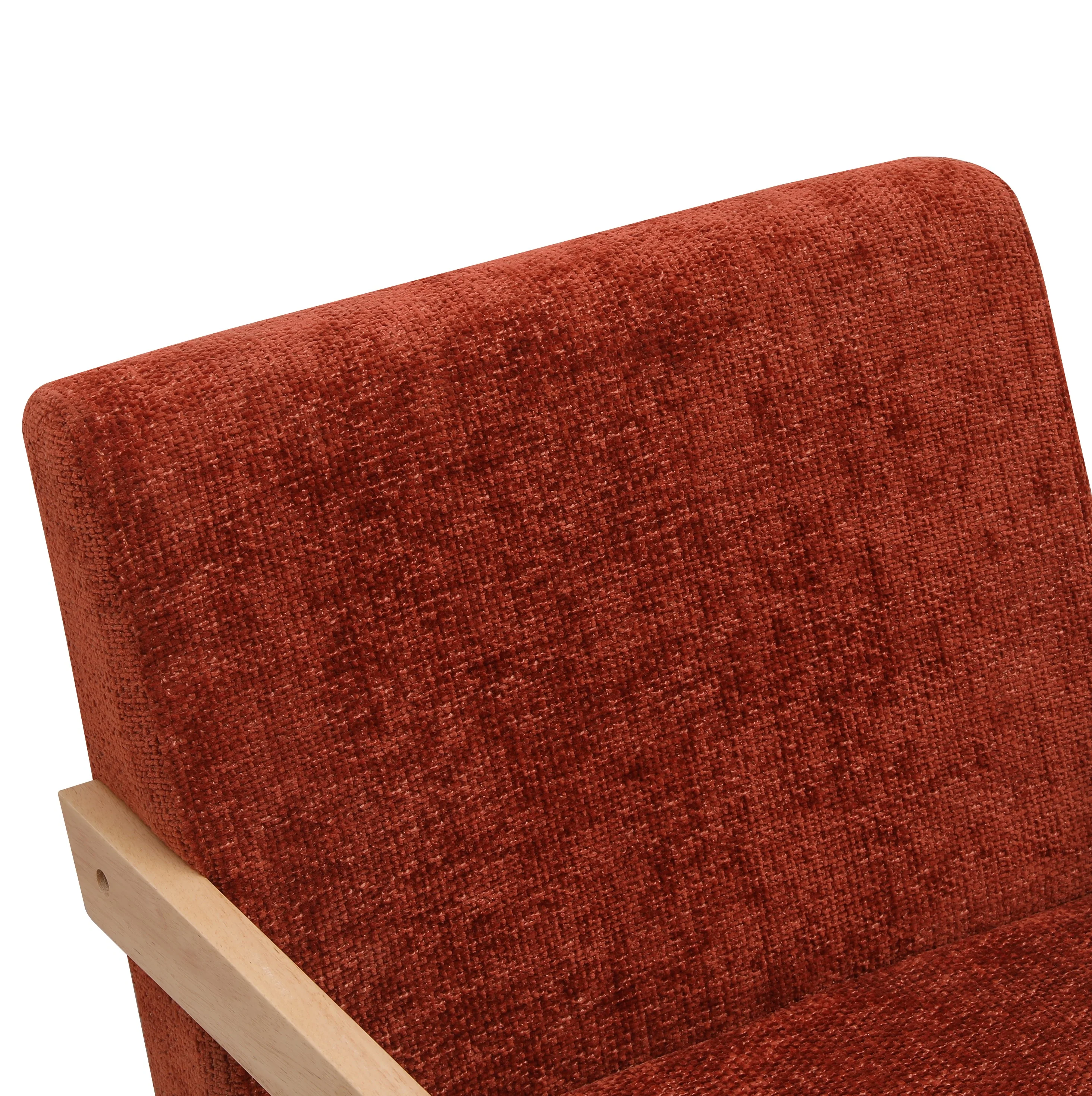SANTAREM - Fauteuil de salon en bois massif et tissu terracotta - Image 7