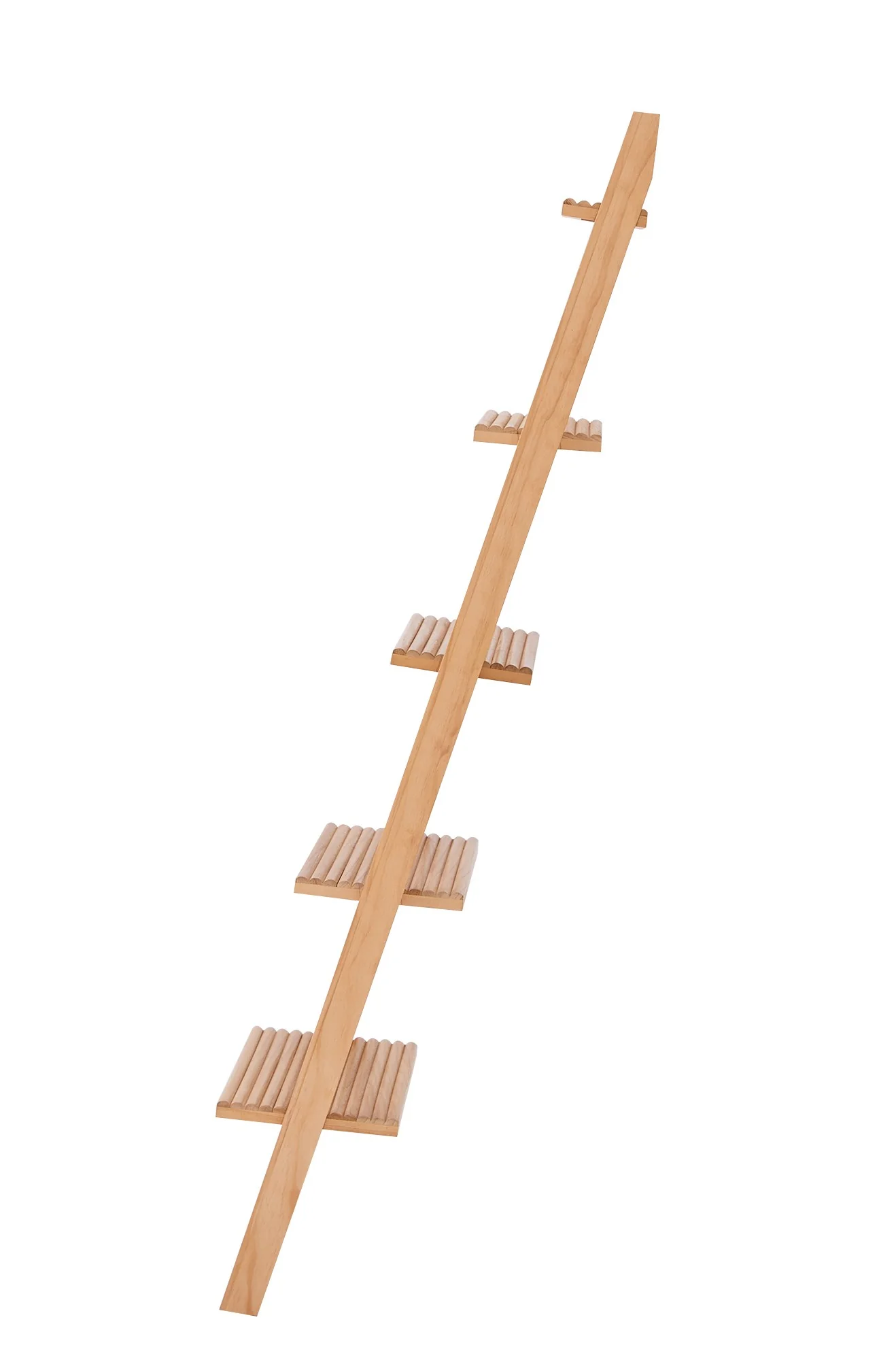 SMOGEN - Etagère murale échelle 5 niveaux en bois massif naturel - Image 5