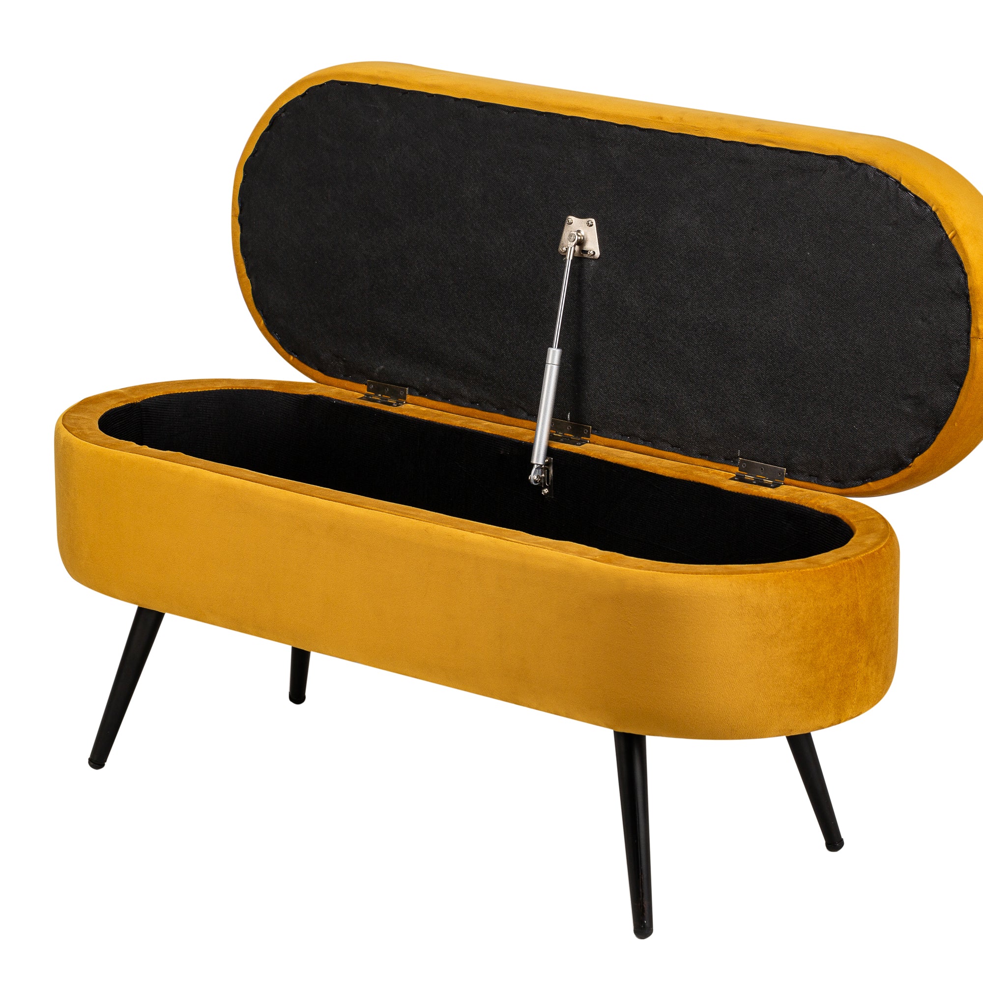 STOCKHOLM - Banc en métal et velours jaune moutarde - Image 3