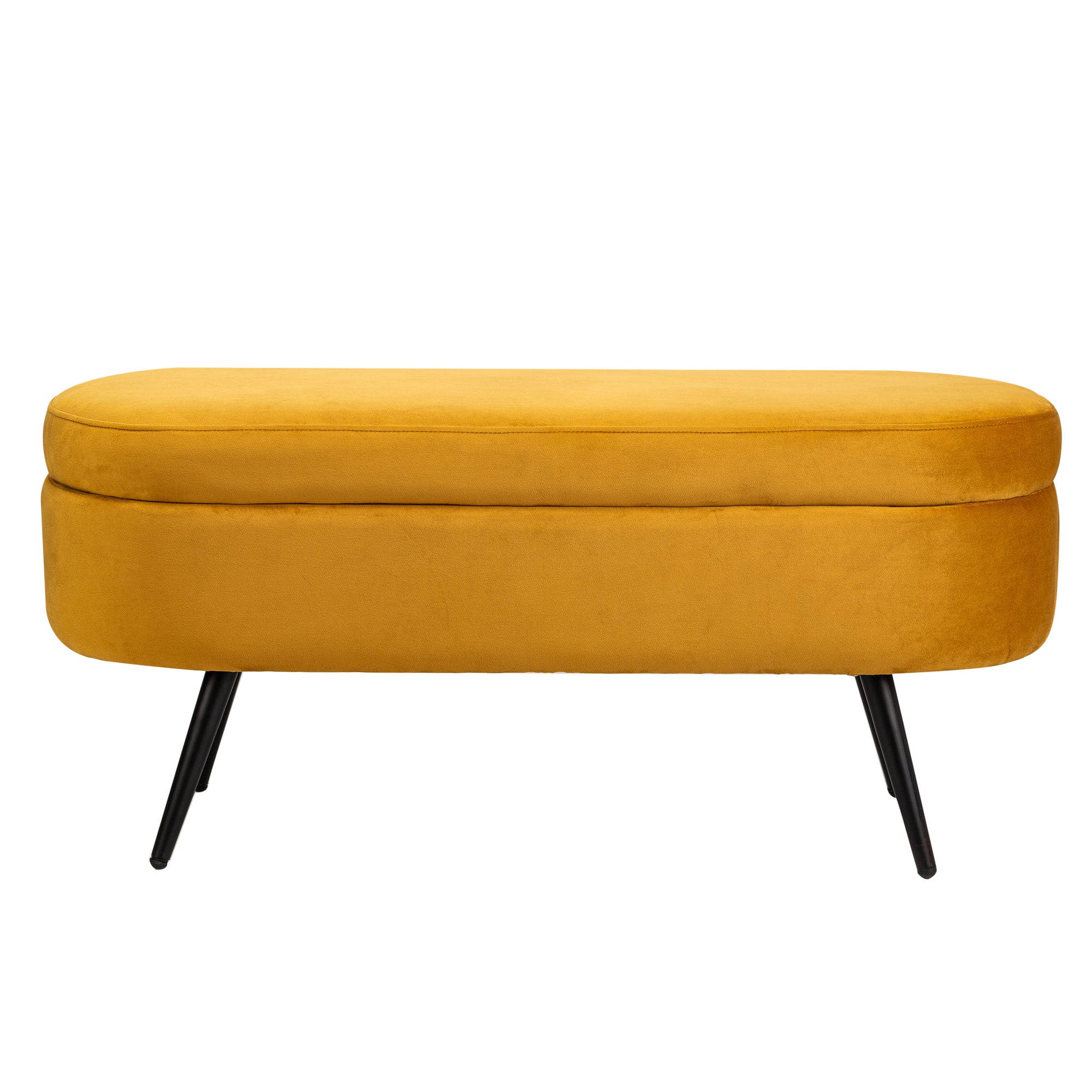 STOCKHOLM - Banc en métal et velours jaune moutarde - Image 5