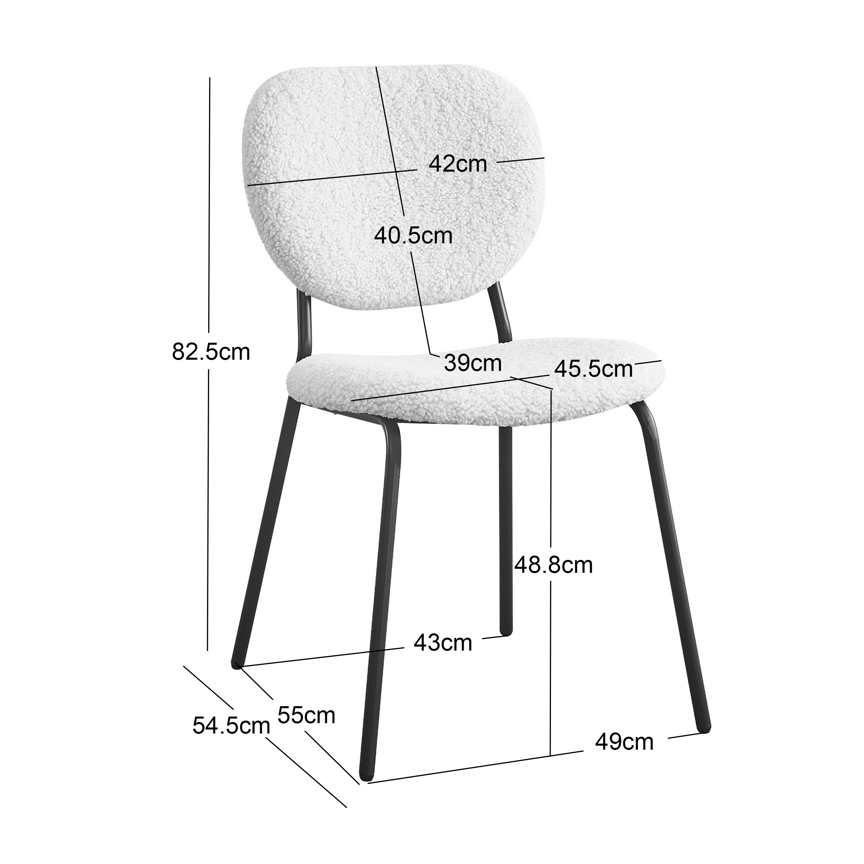 SUZUKA - Lot de 2 chaises scandinaves en métal et bouclettes blanches - Image 6