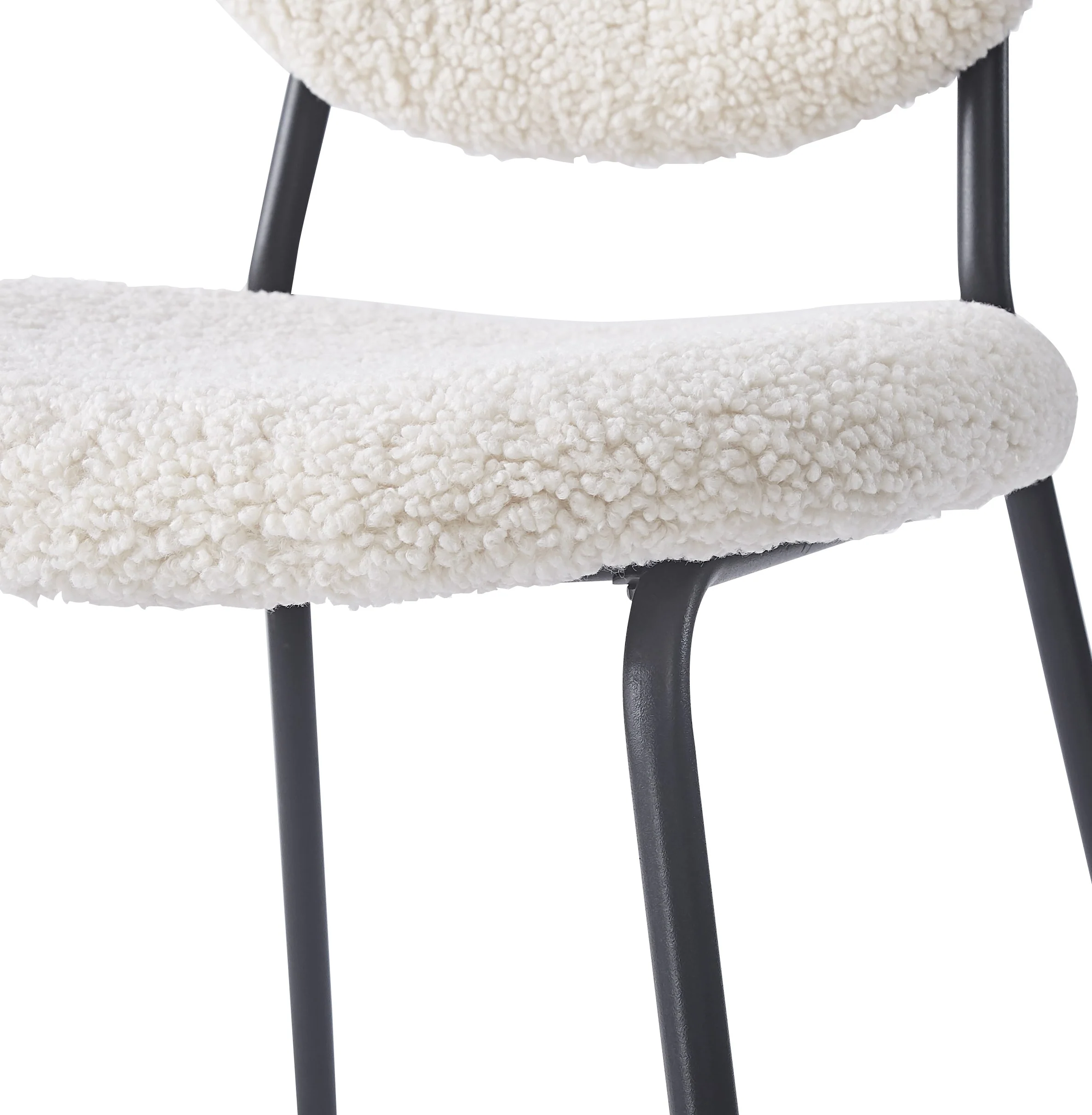 SUZUKA - Lot de 2 chaises scandinaves en métal et bouclettes blanches - Image 8