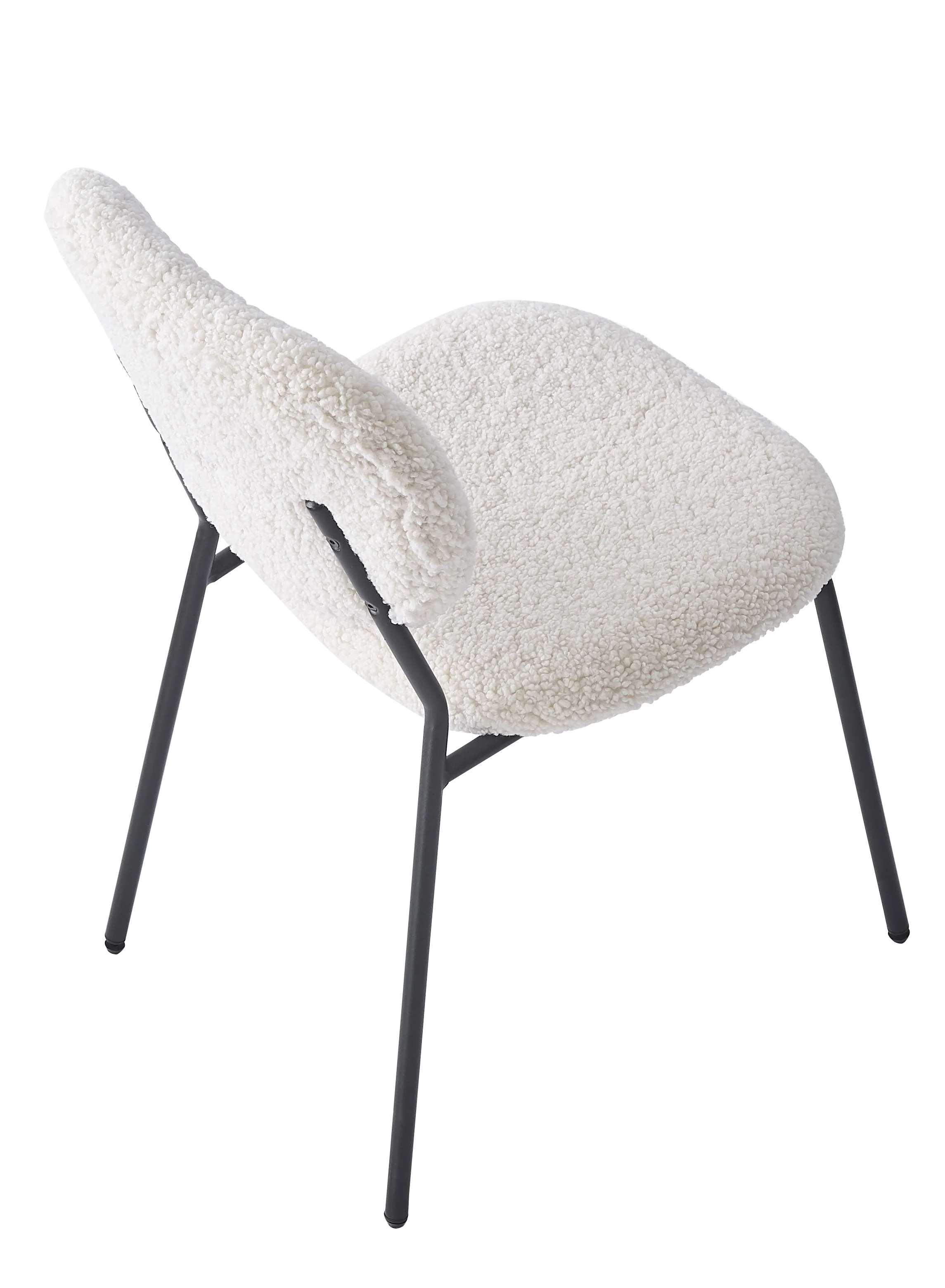 SUZUKA - Lot de 2 chaises scandinaves en métal et bouclettes blanches - Image 9